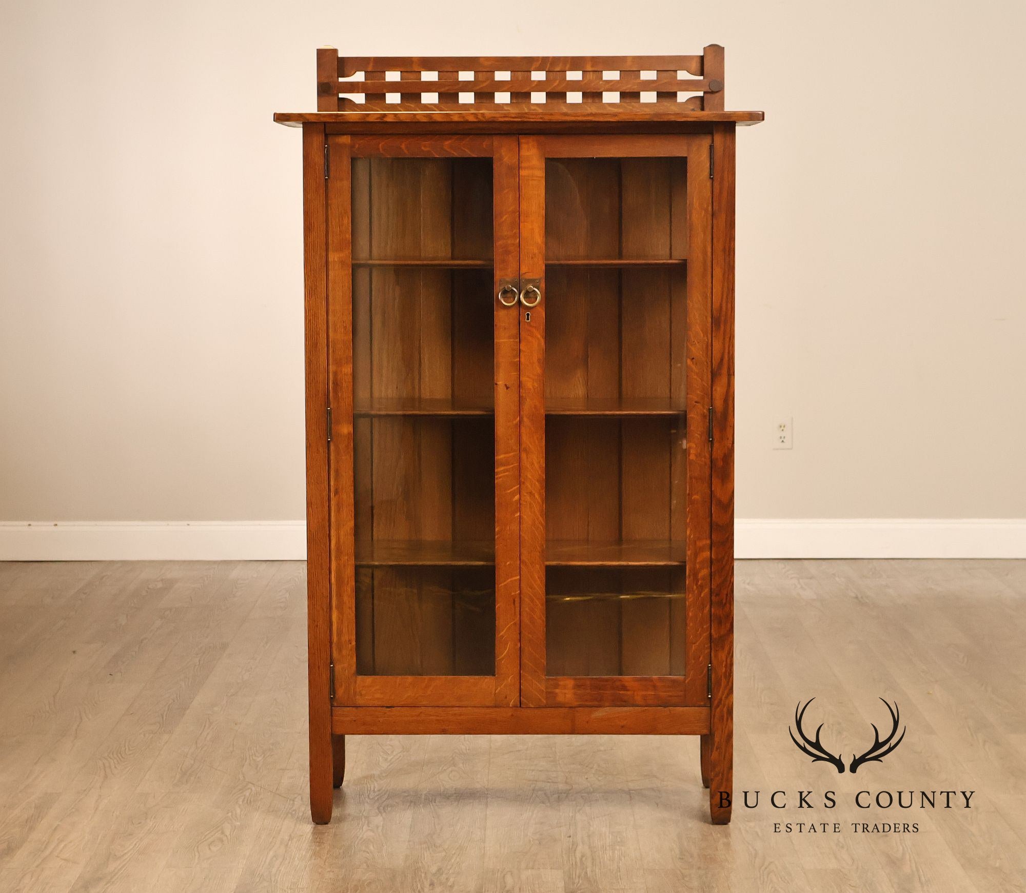 Stickley Brothers Antique Mission Oak Display China Cabinet