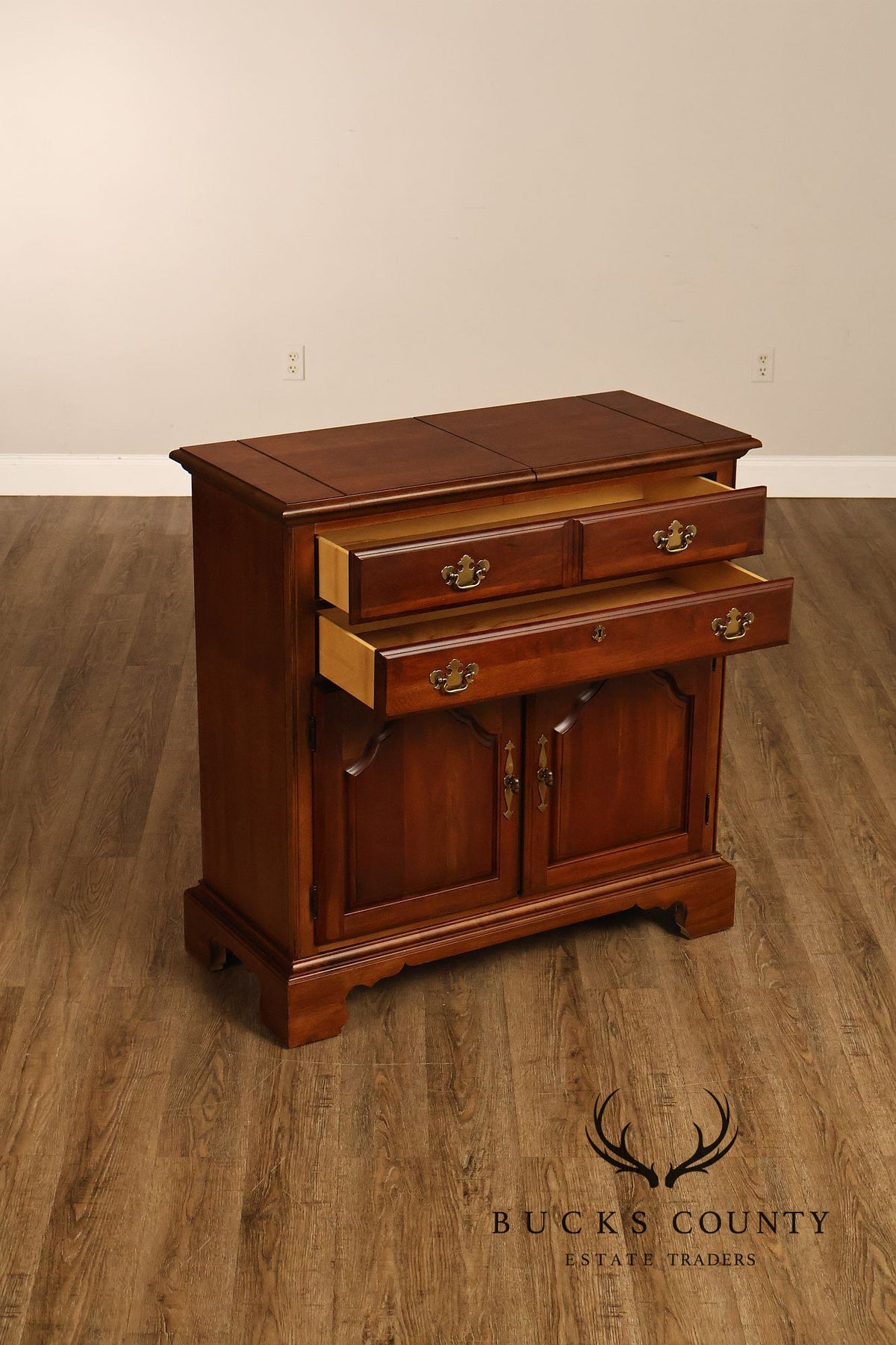 American Drew Chippendale Style Cherry Flip Top Server