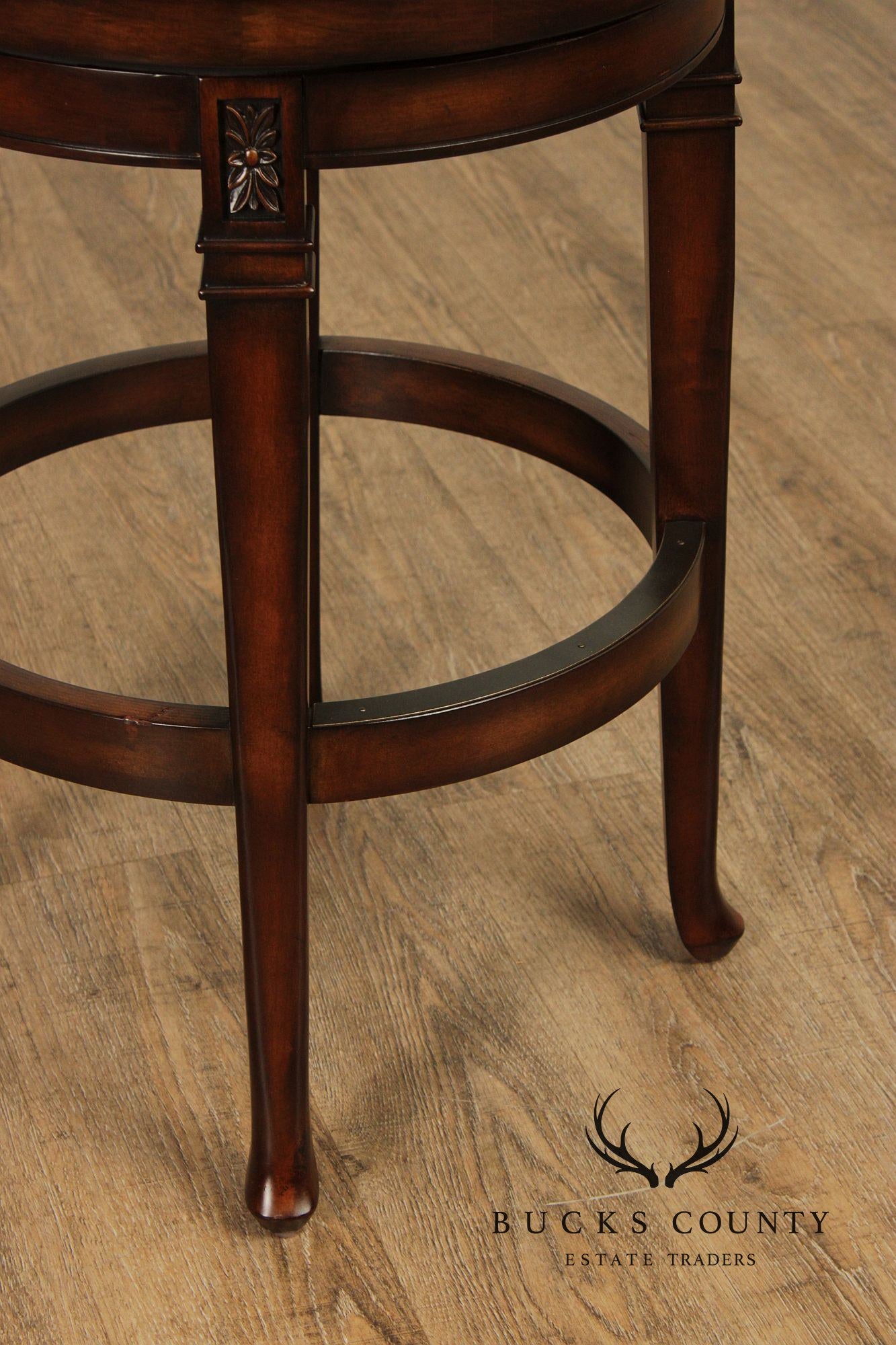 Frontgate by Hillsdale Set of Three Leather Swivel Counter Stools
