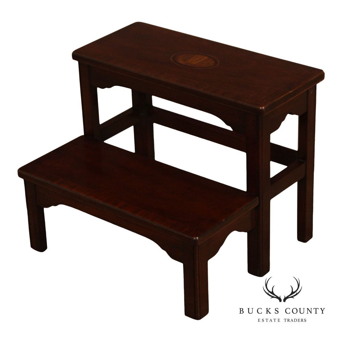 Councill Craftsmen Chippendale Style Inlaid Mahogany Bed Steps