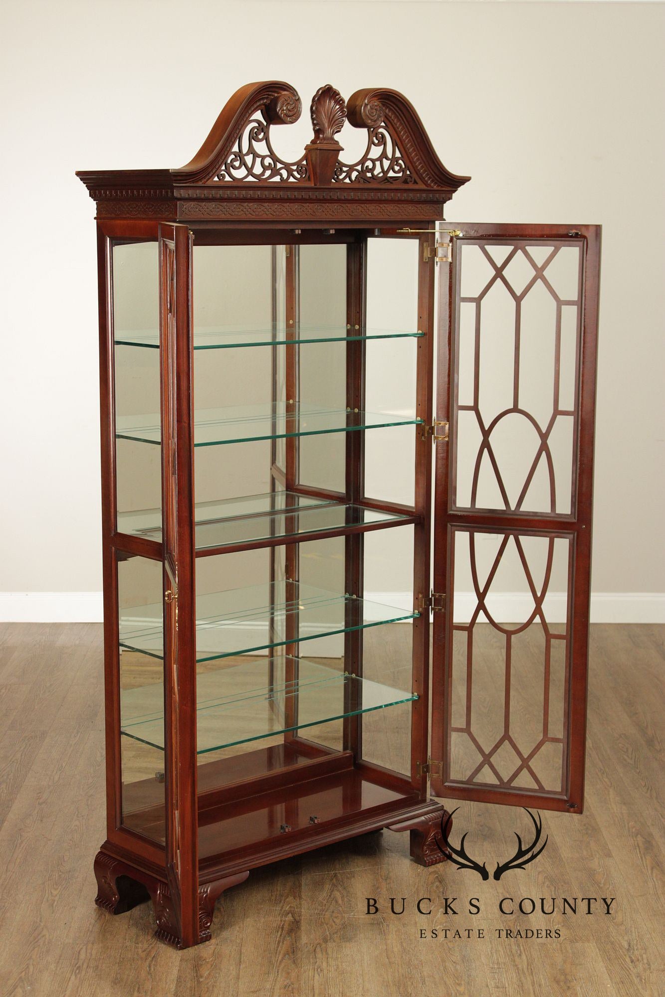 Chinese Chippendale Style Mahogany Display Cabinet