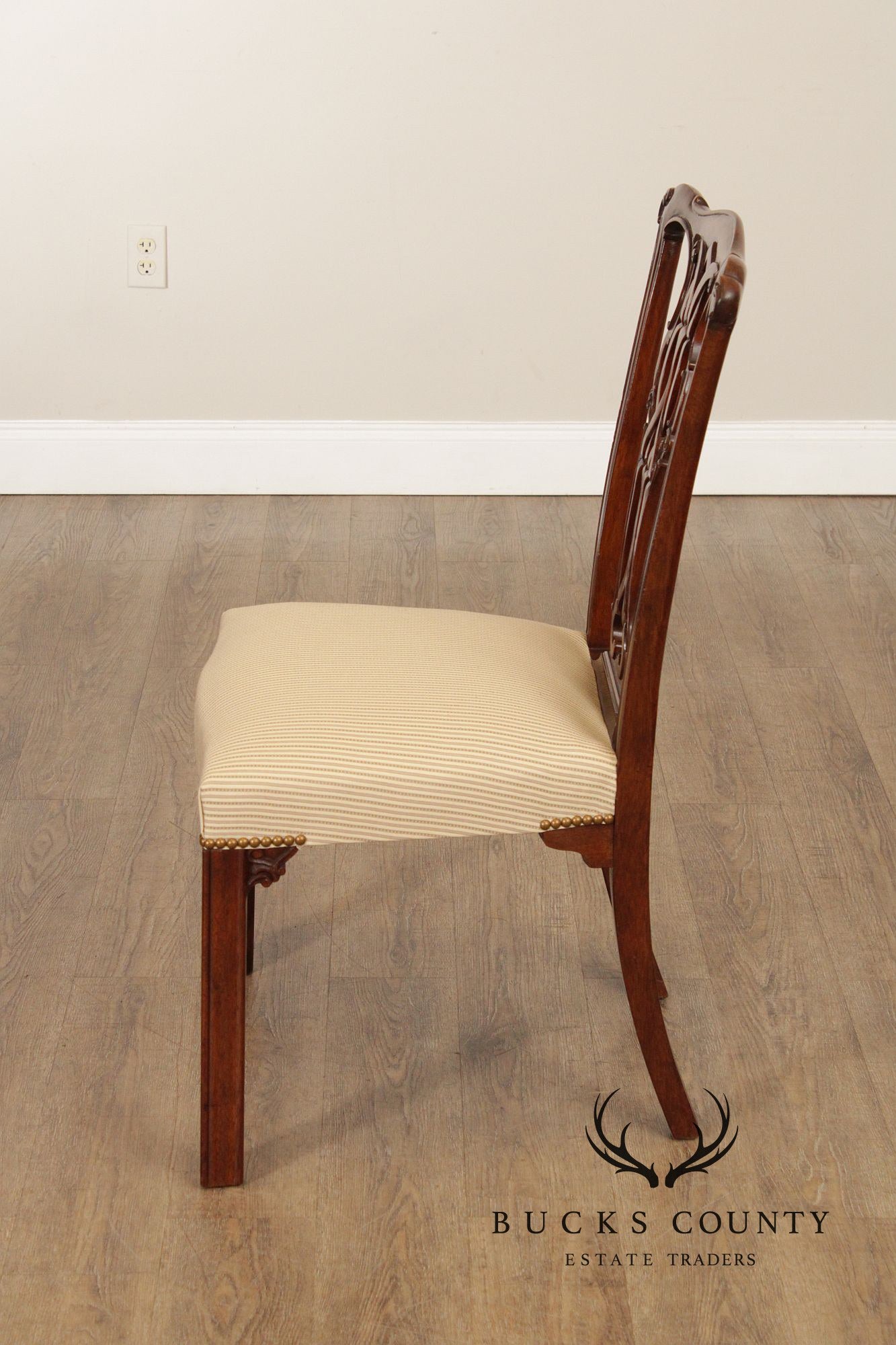 Baker Chippendale Style Set of Six Mahogany Dining Chairs