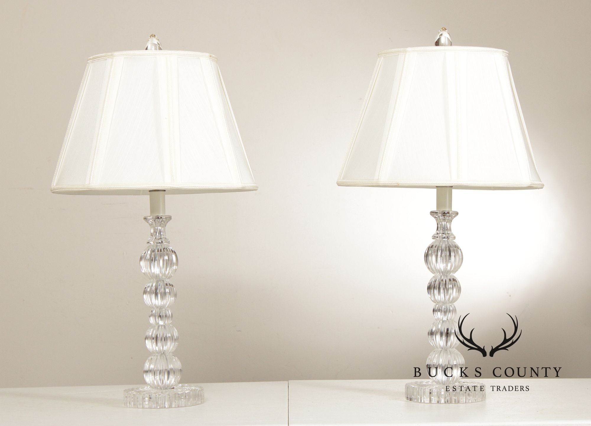 Bradburn Gallery Contemporary Pair of Glass and Lucite Table Lamps