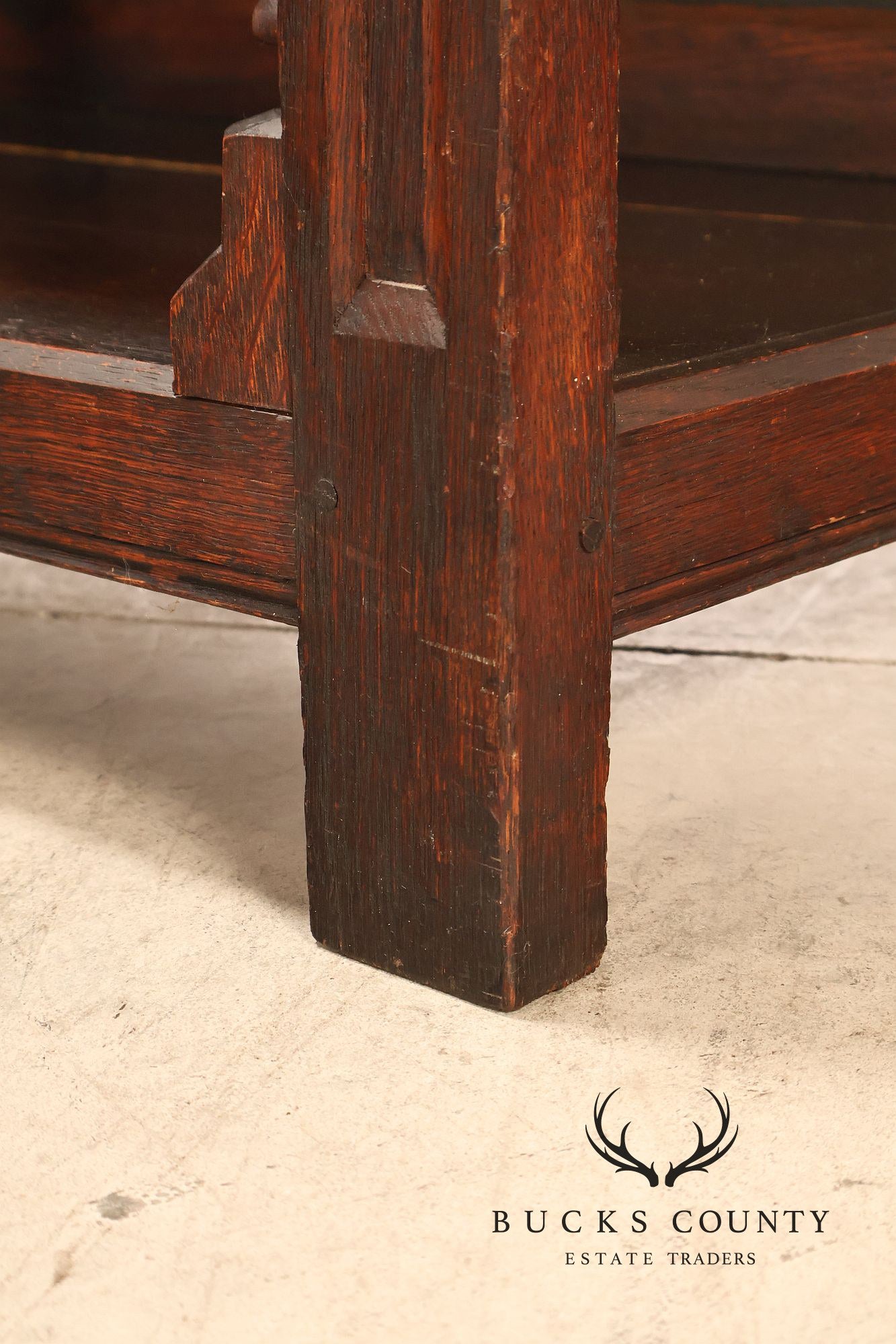Antique Neo-Gothic Carved Oak Sideboard Server With Figural Panels