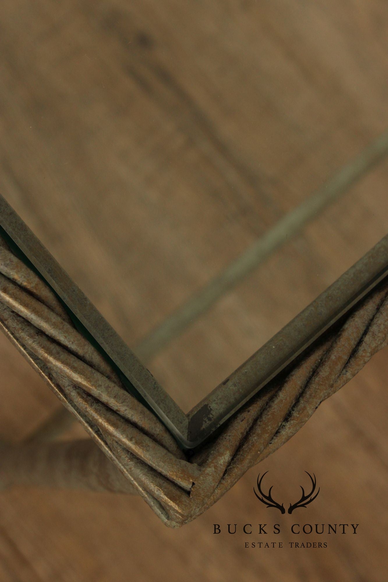 Vintage Pair of Iron Glass Top Nesting Tables