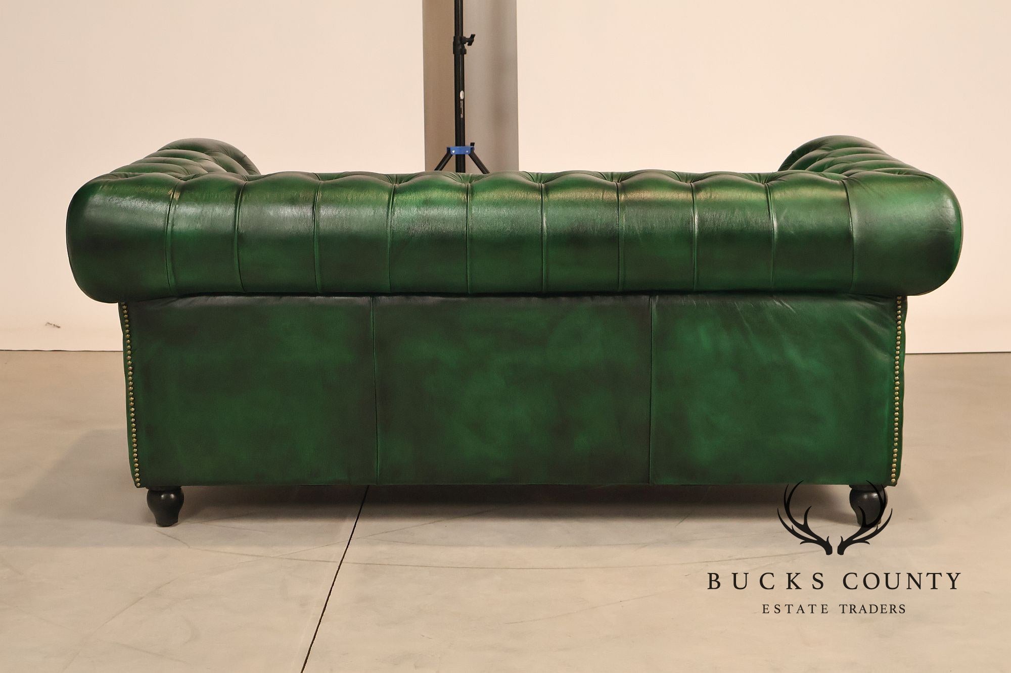 Chesterfield Style Green Leather Sofa