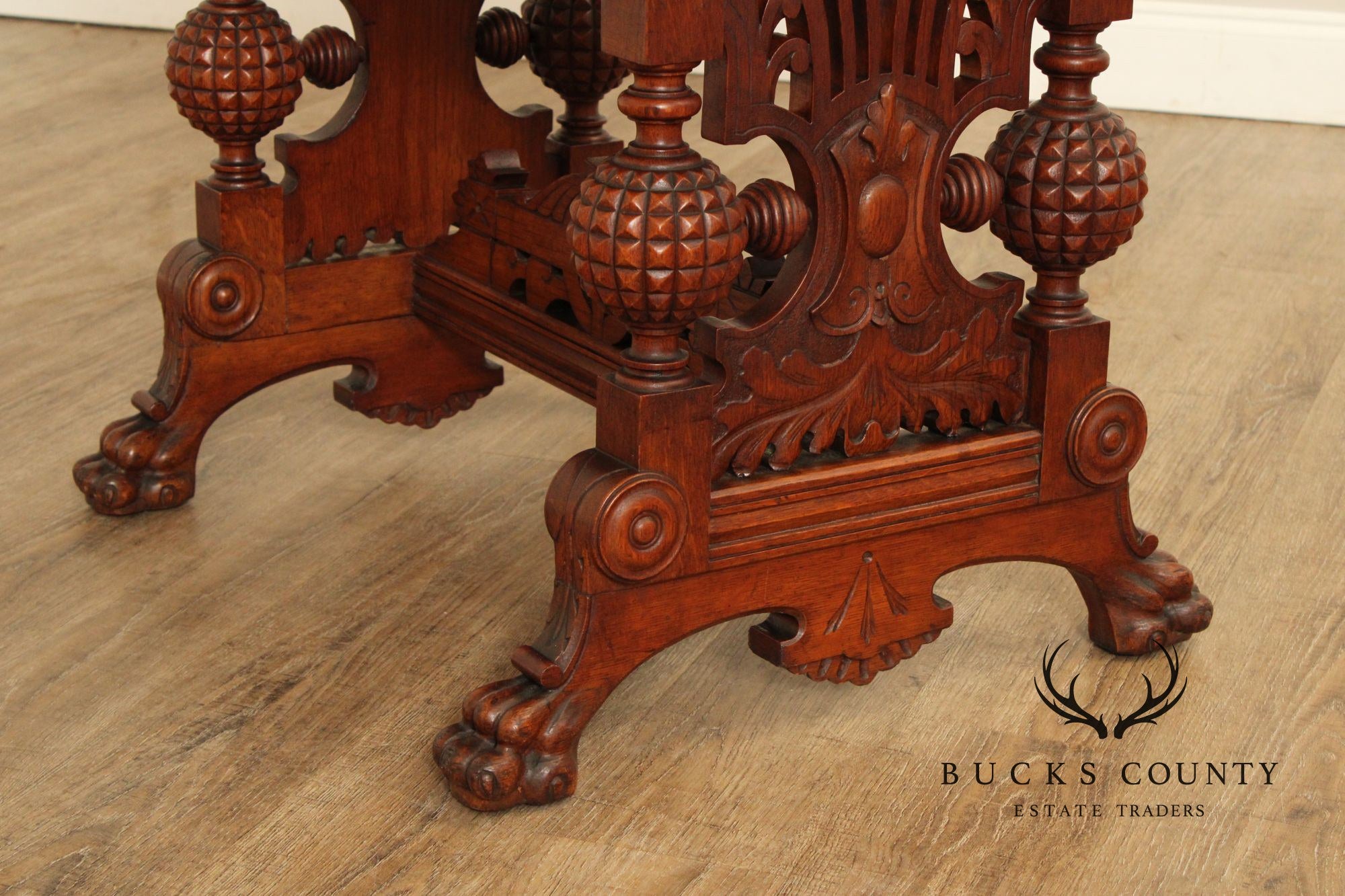 Antique Victorian Renaissance Revival Carved Oak Parlor Table