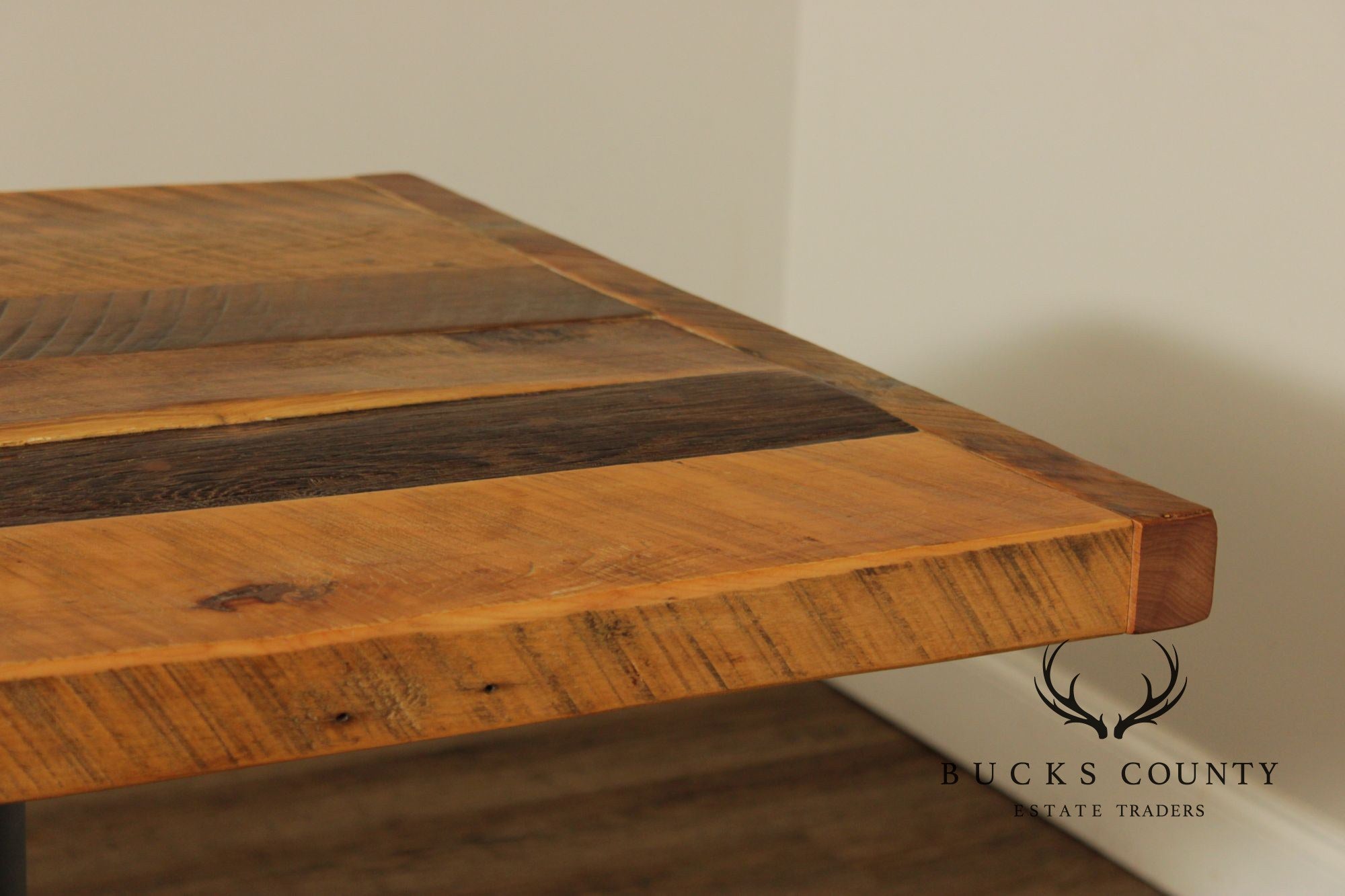 Industrial Style Reclaimed Wood Top Iron Base Dining Table