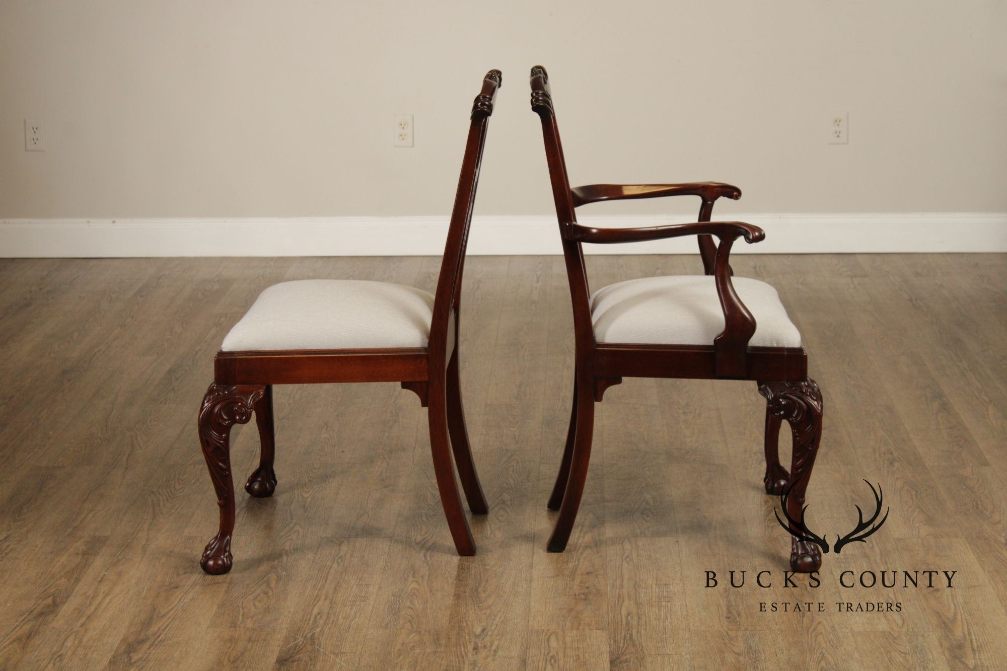 Chippendale Style Set of Eight Carved Mahogany Dining Chairs