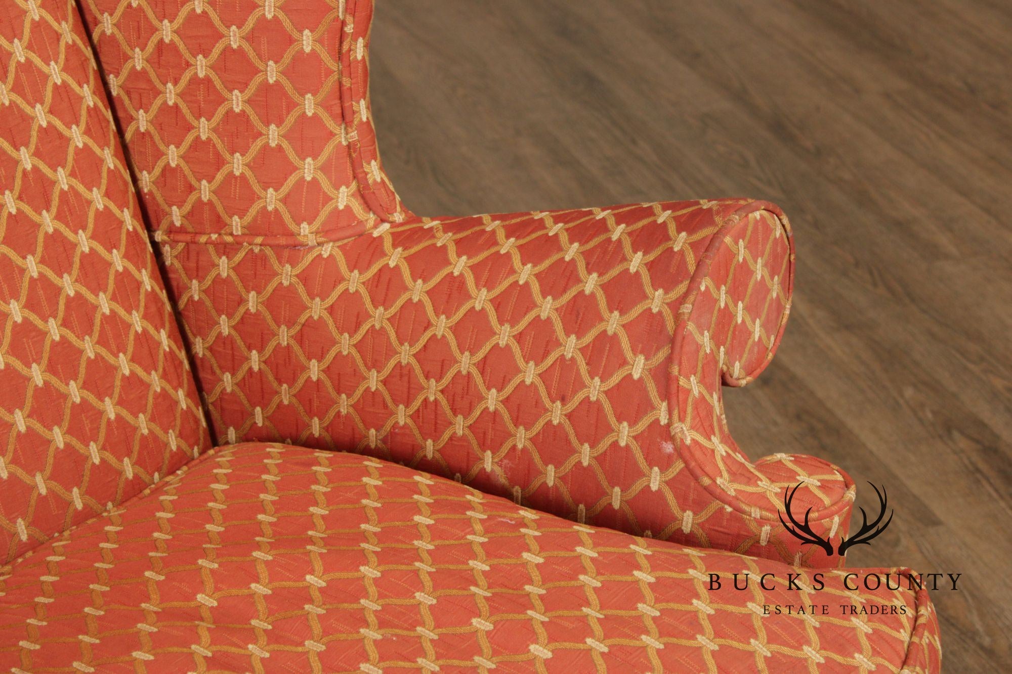 KINDEL WINTERTHUR COLLECTION CHIPPENDALE STYLE MAHOGANY WING CHAIR