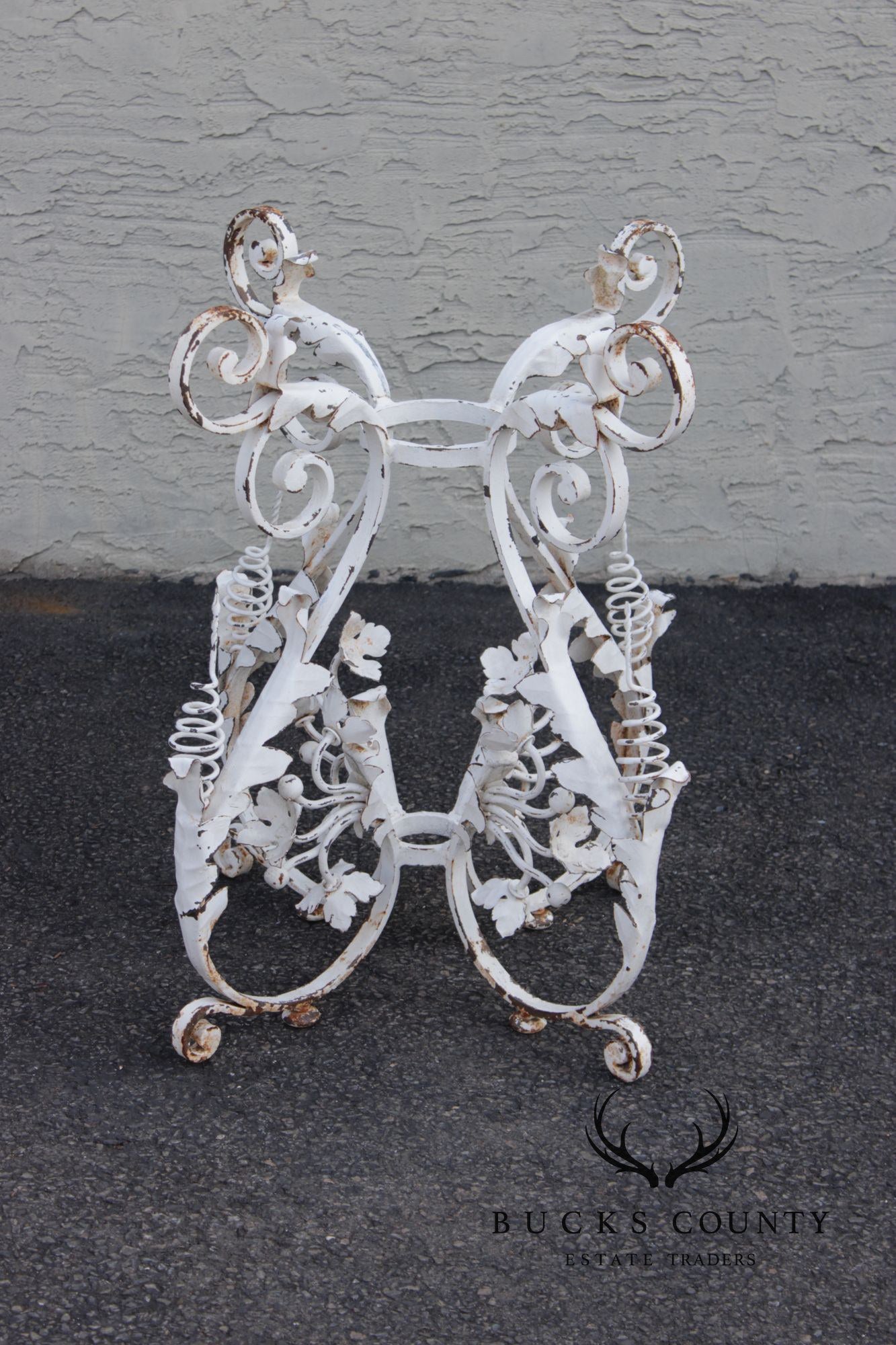 Vintage Italian Style Painted Wrought Iron Garden Plant Stand or Table Base