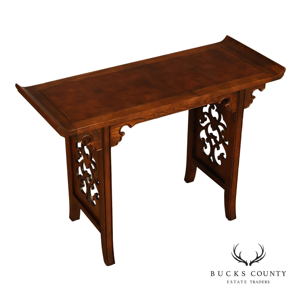 Baker Asian Style Oak Altar Console Table