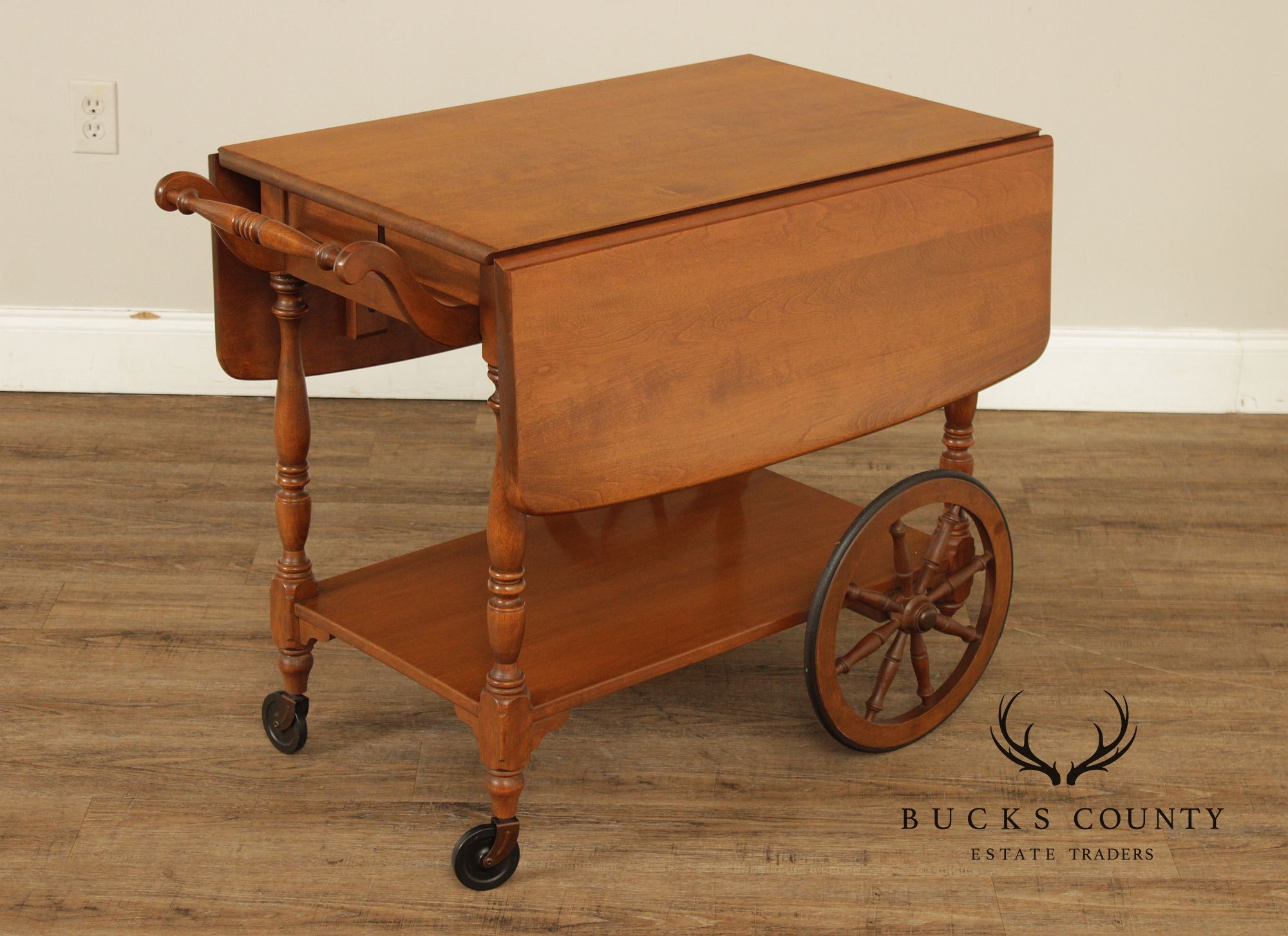 Ethan Allen Early American Maple Drop-Leaf Tea Cart