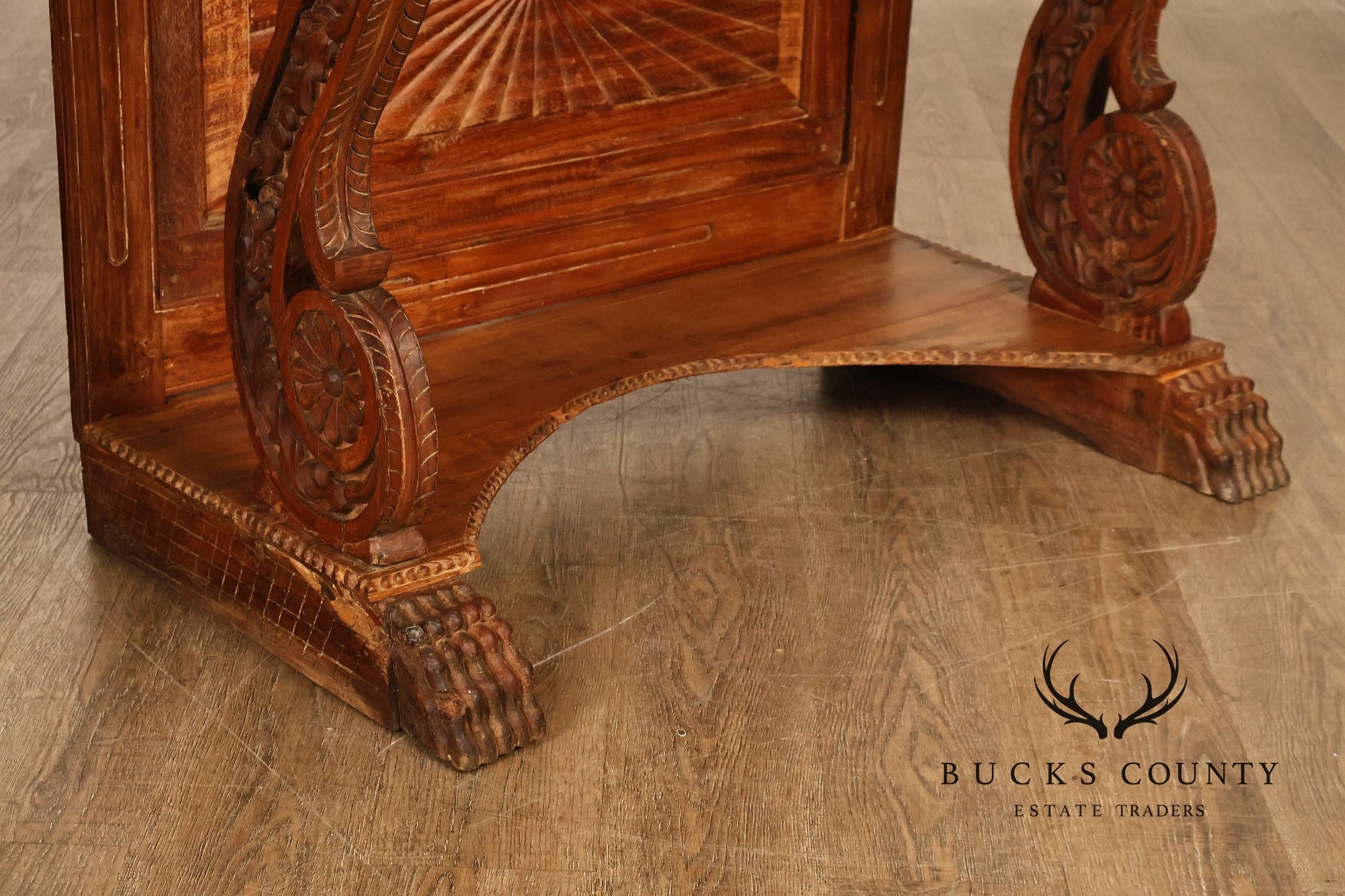 Antique Anglo Indian Pair of Carved Hardwood Console Tables