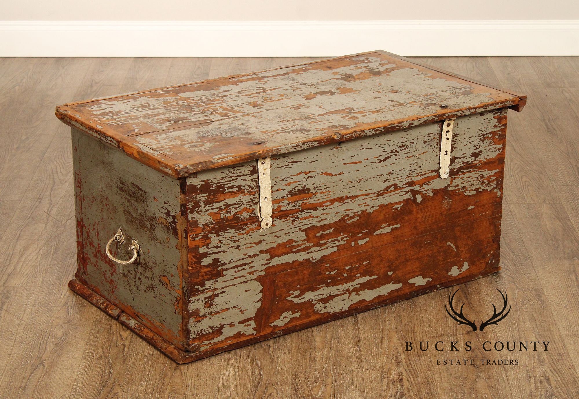 Antique Swedish Painted Pine Blanket Chest