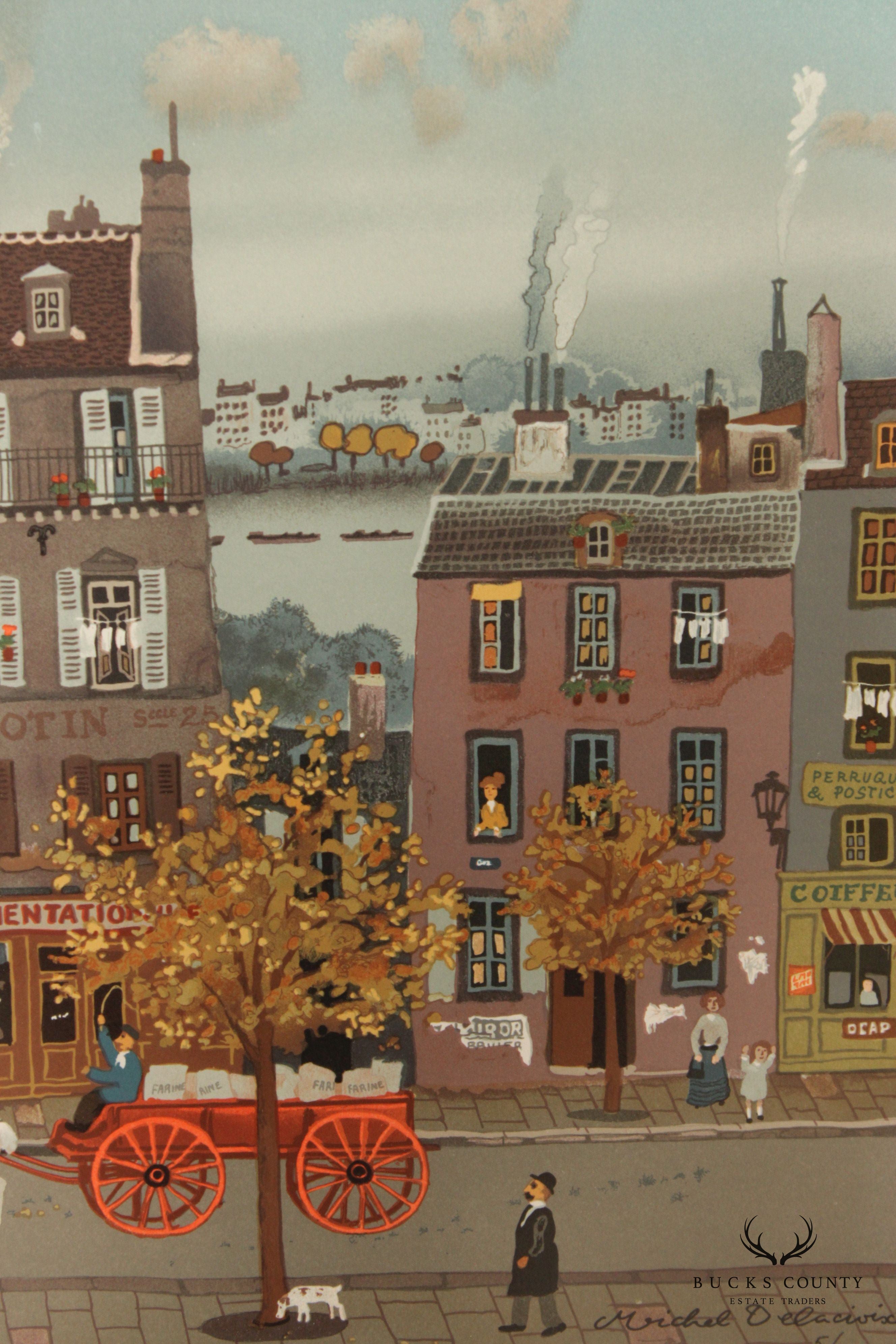 Michel Delacroix 'Marchand de Farine' Framed Numbered Lithograph