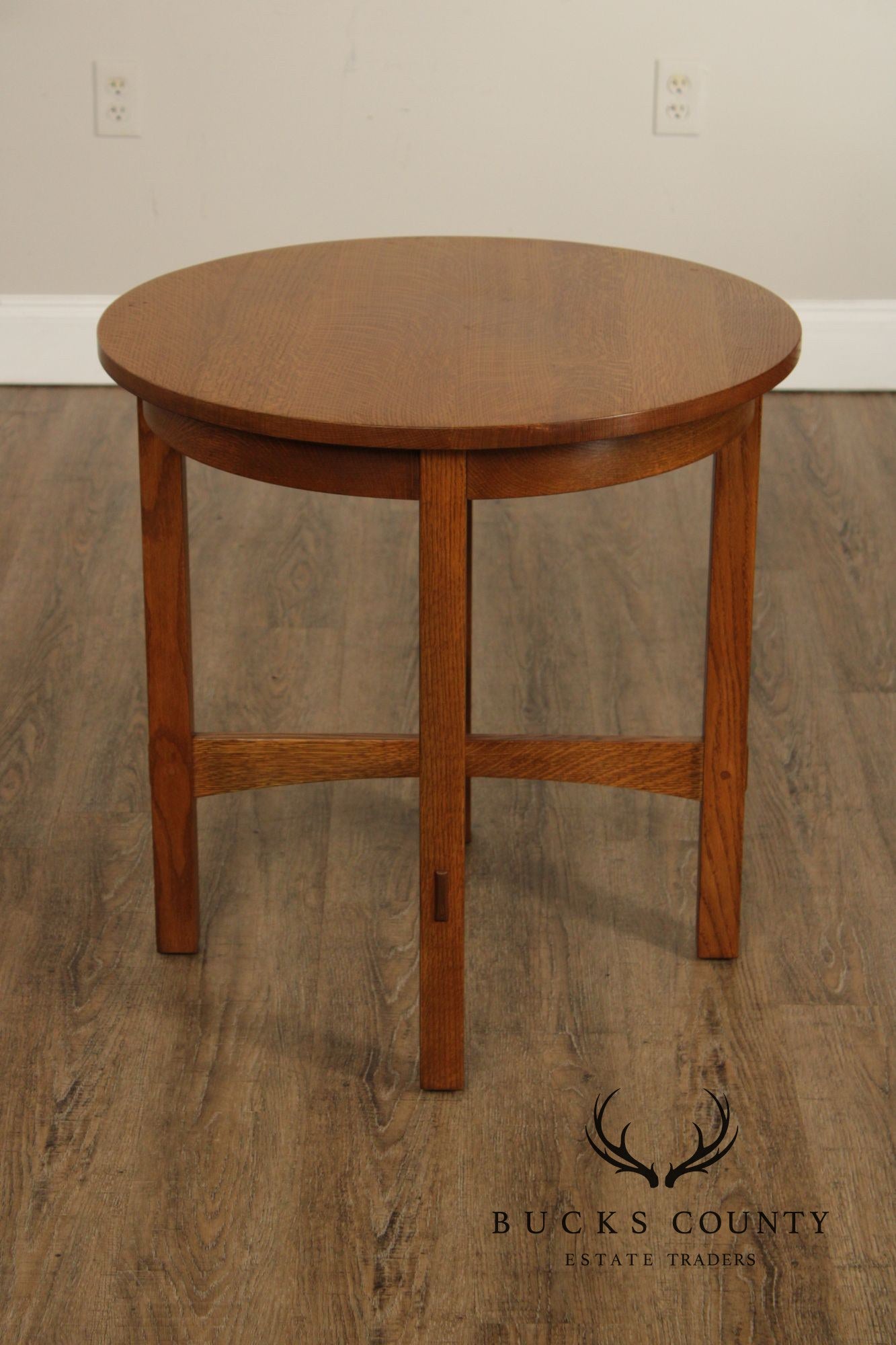 Stickley Mission Collection Oak Round Lamp Table