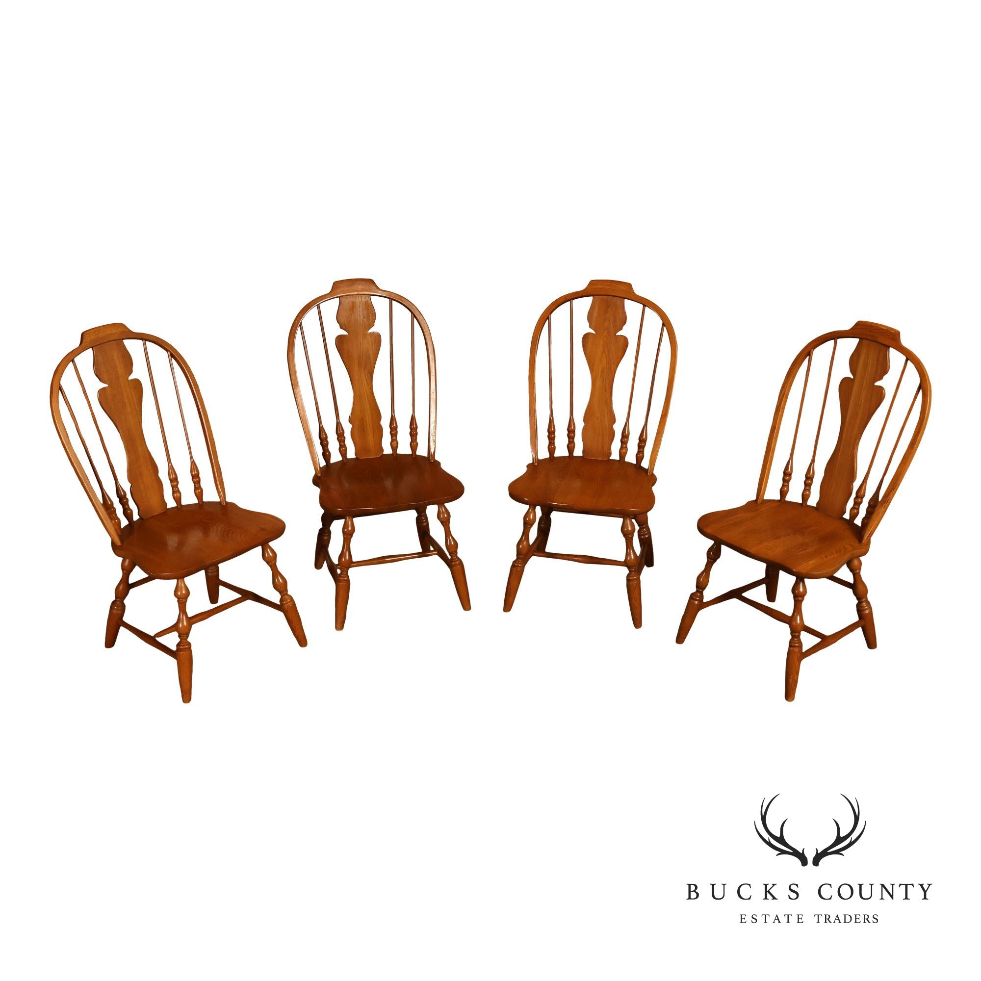 Virginia House Set of Four Oak Windsor Dining Chairs
