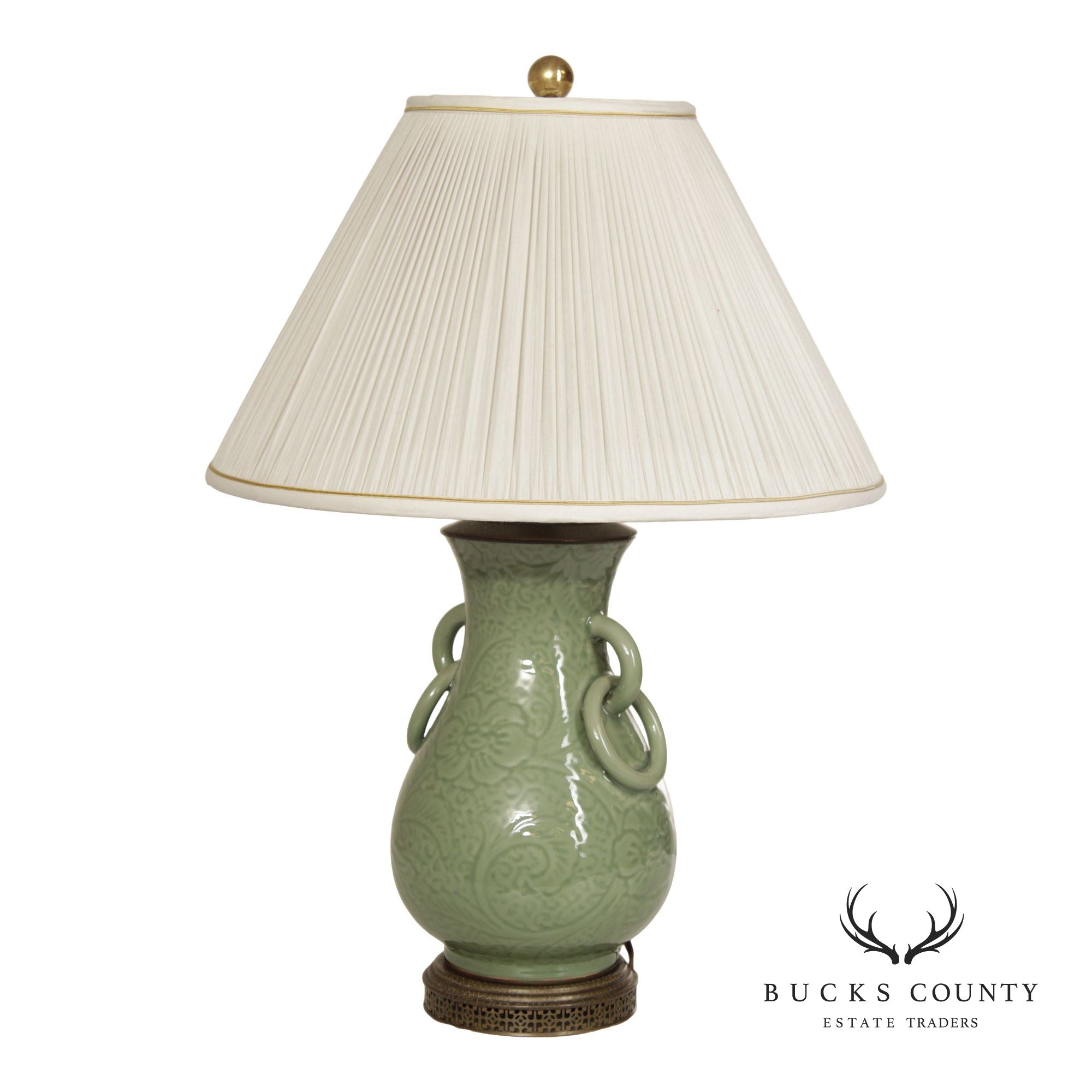 Asian Style Celadon Glazed Table Lamp