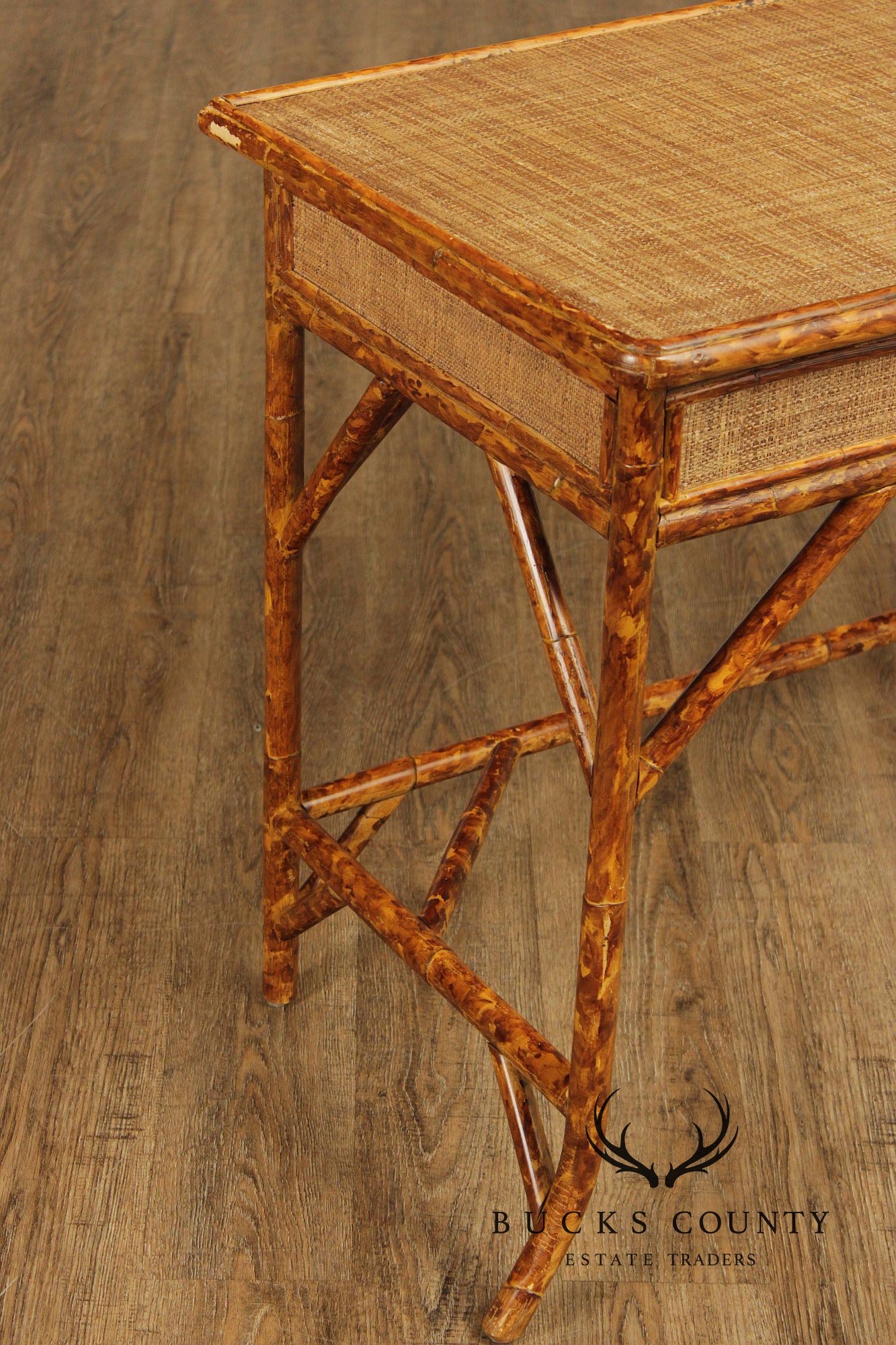 Vintage Bamboo And Rattan Writing Desk