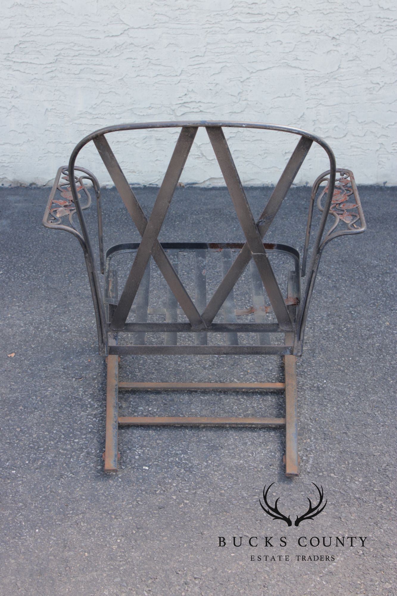 Woodard 'Chantilly Rose' Wrought Iron Outdoor Lounge Chair and Ottoman