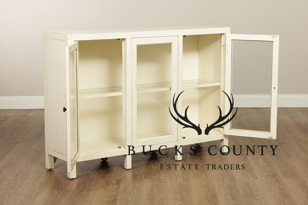 Drexel Heritage Painted Glass Door Display Bookcase Credenza