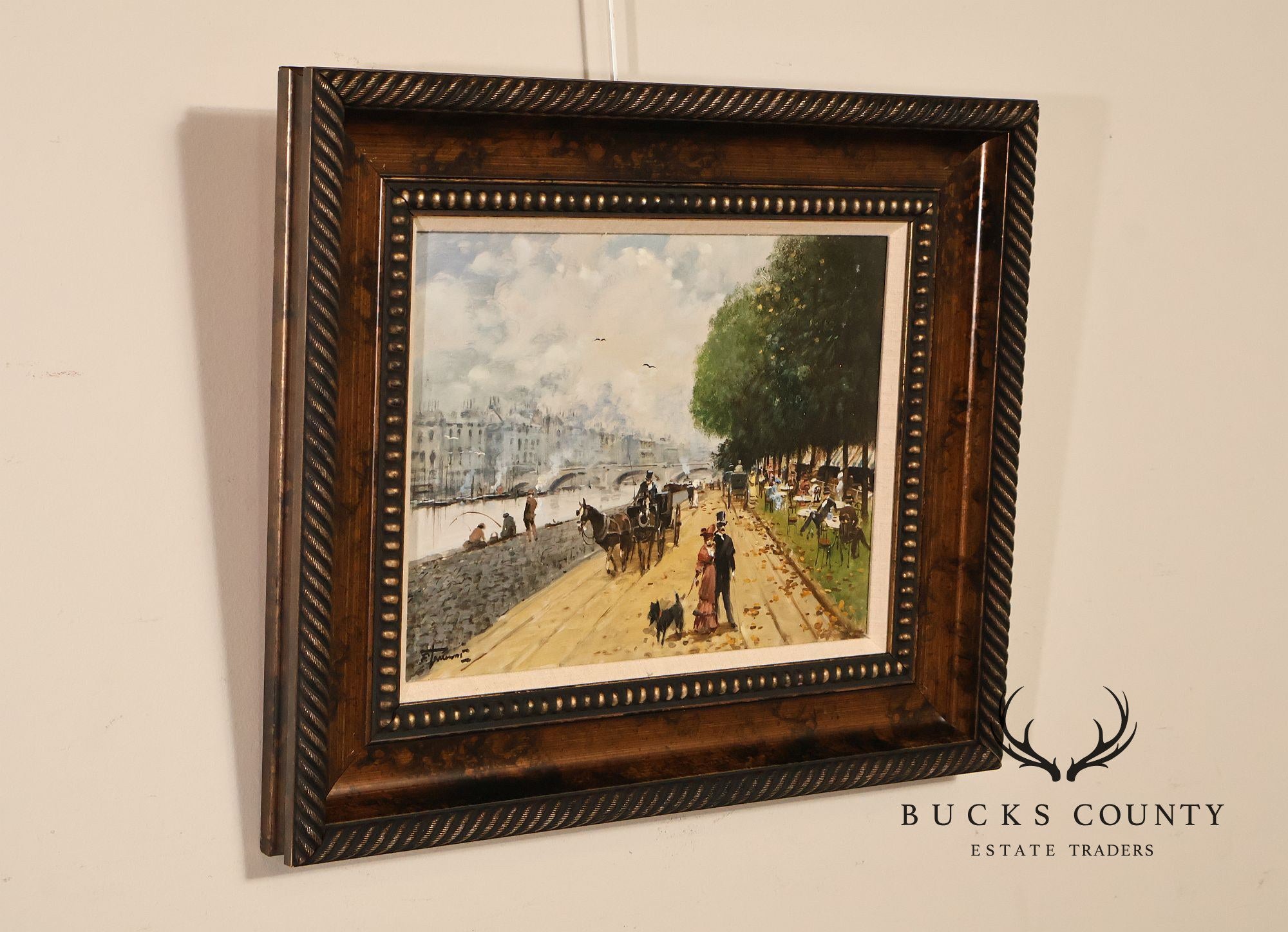 Francesco Tammaro Framed Painting, 'Strolling by the Seine'