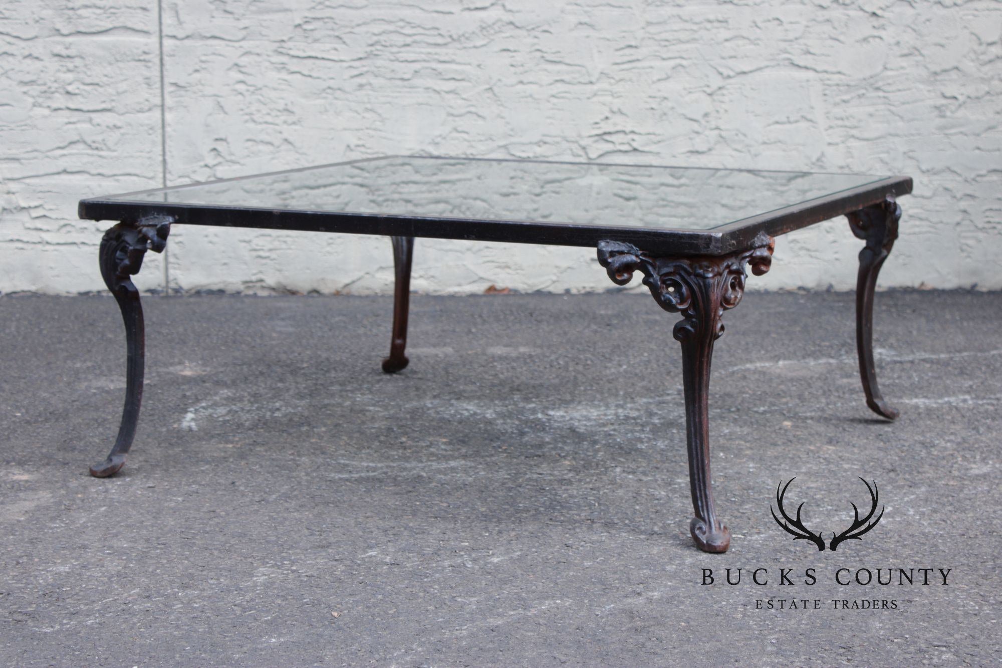 Victorian Style Glass Top Iron Coffee Table