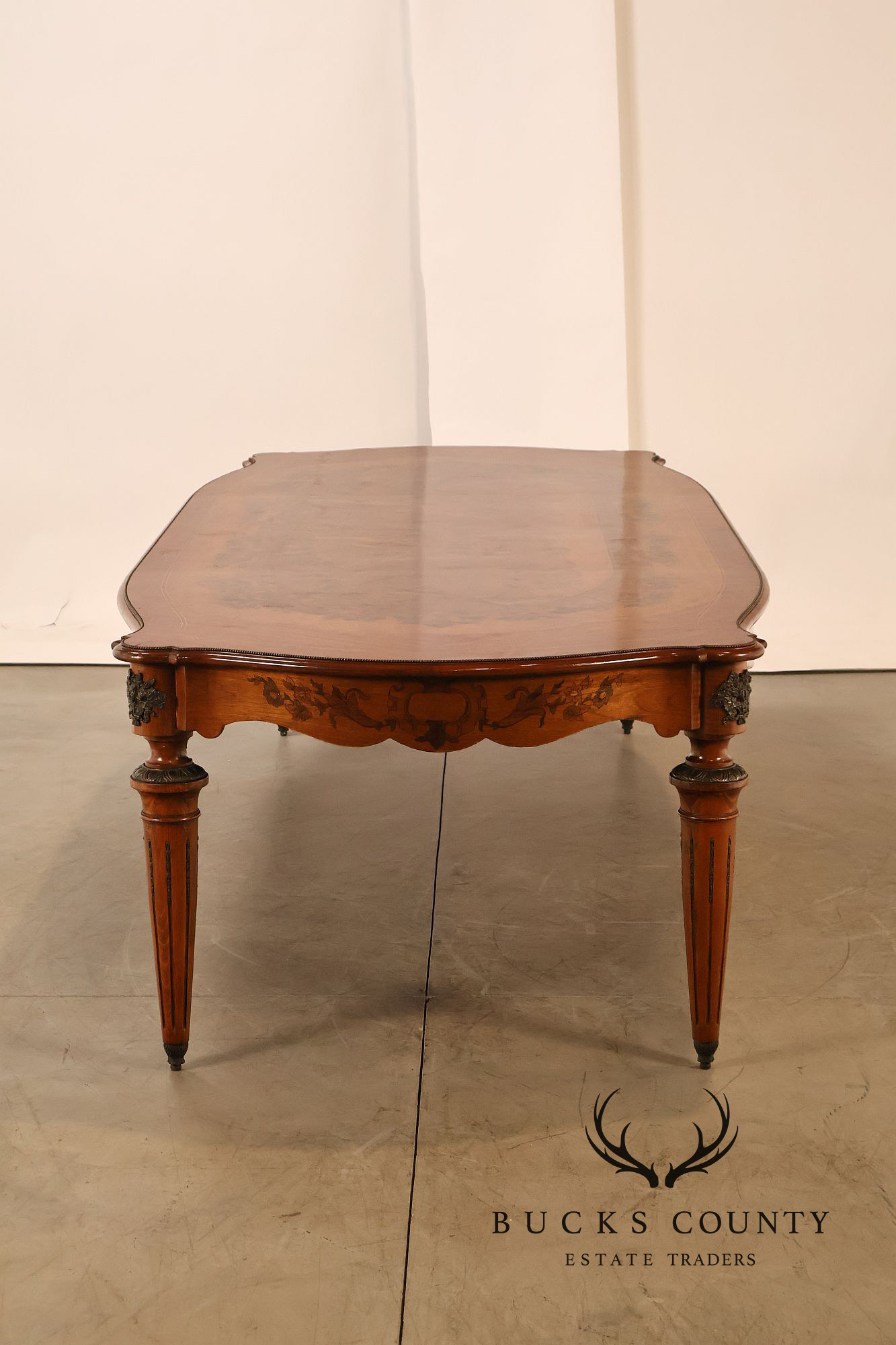 Custom Louis XVI Style Walnut Marquetry Dining Table
