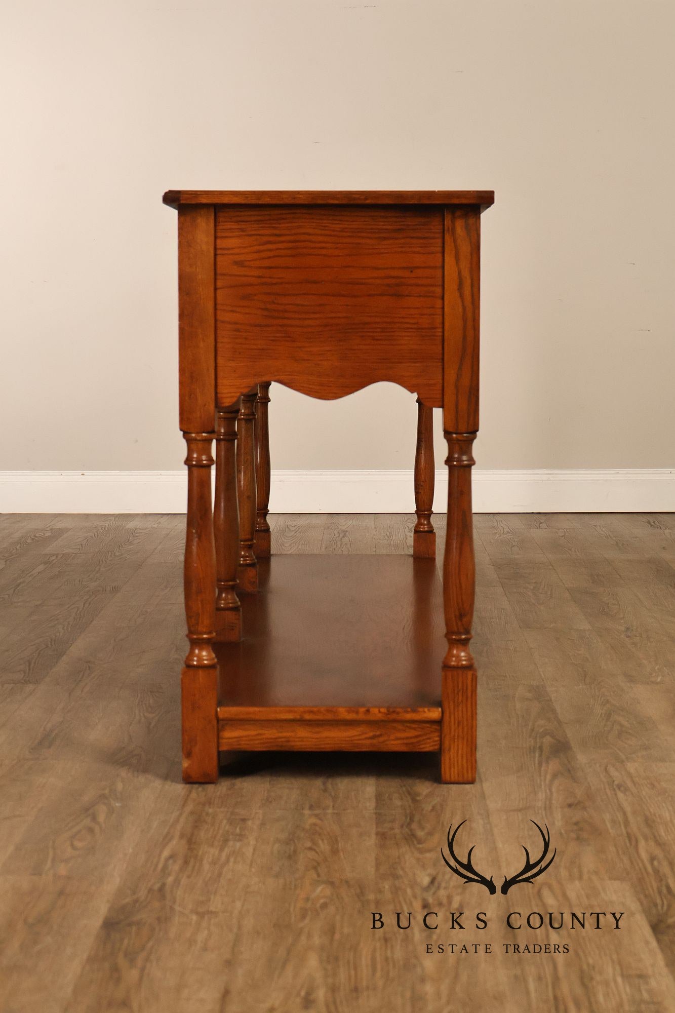 Hickory Chair Company Oak Three Drawer Console Sofa Table