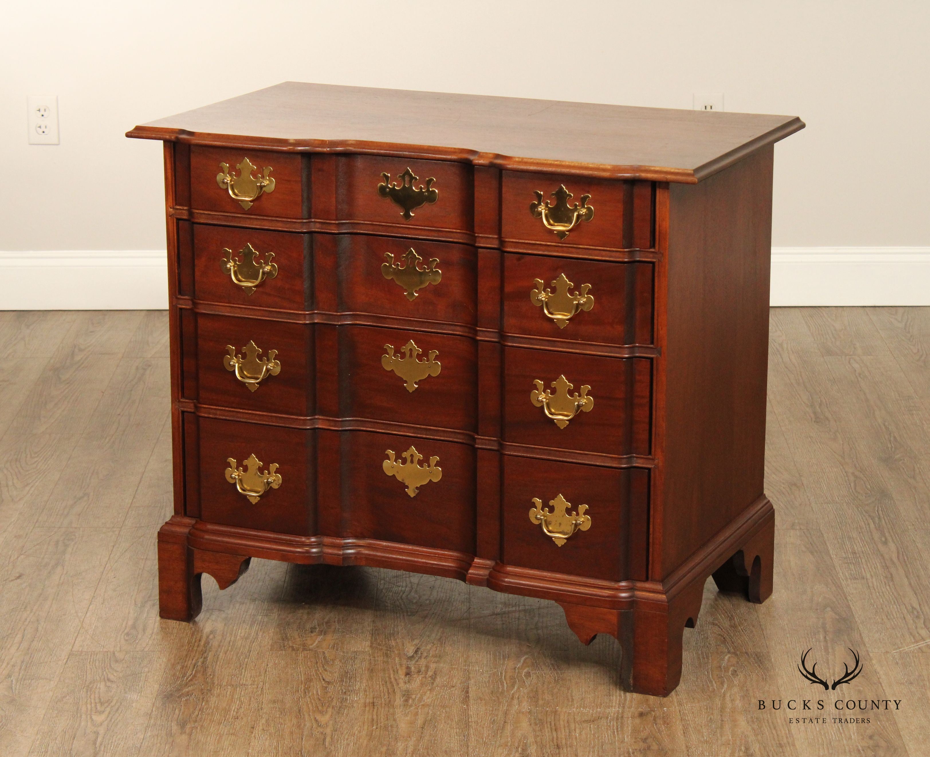 Chippendale Style Custom Crafted Mahogany Blockfront Chest
