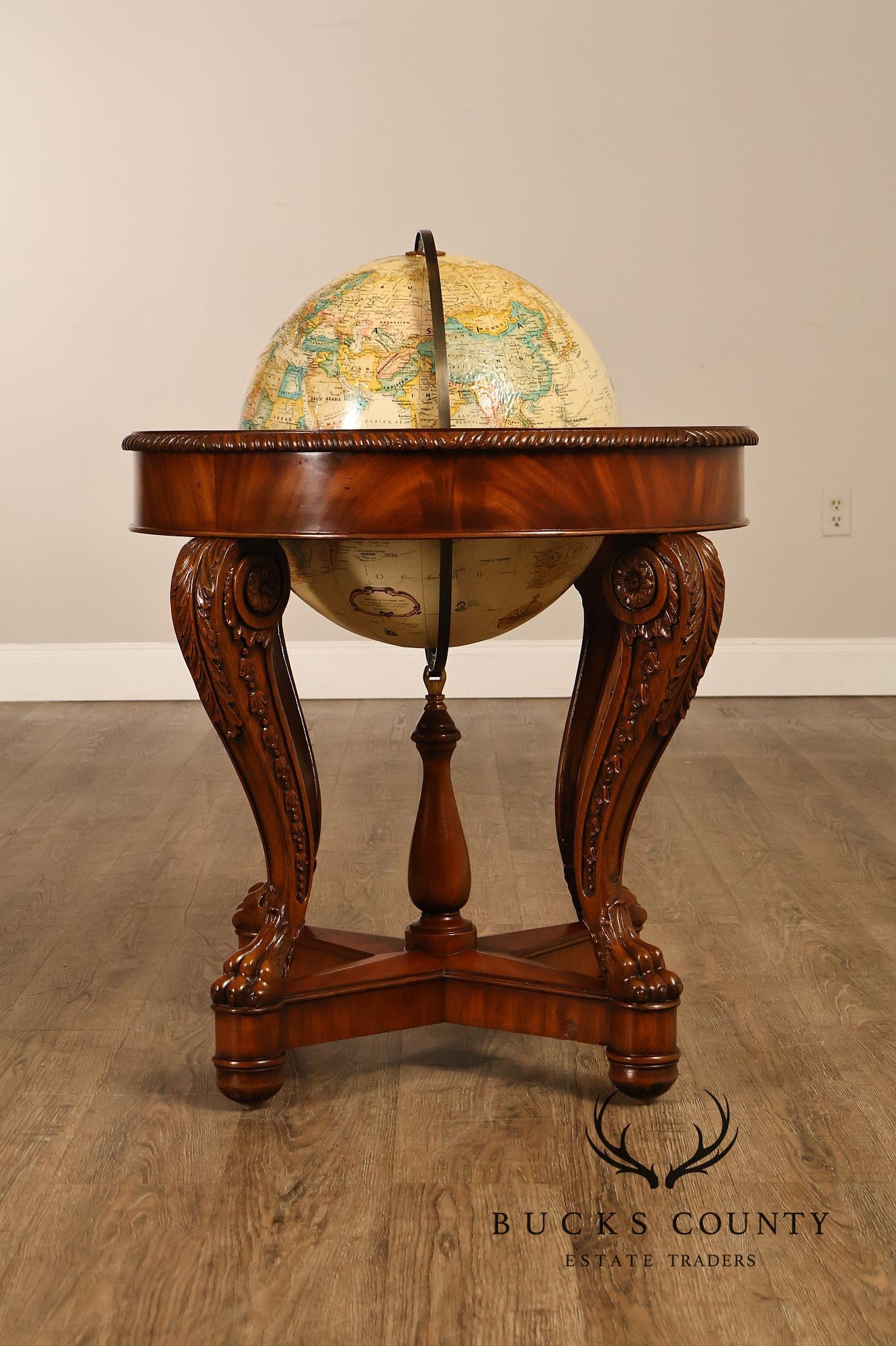 Maitland-Smith Mahogany Replogle World Globe Accent Table