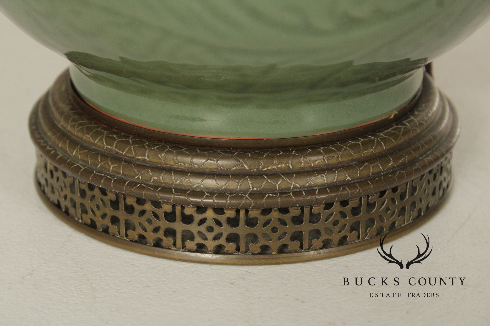Asian Style Celadon Glazed Table Lamp