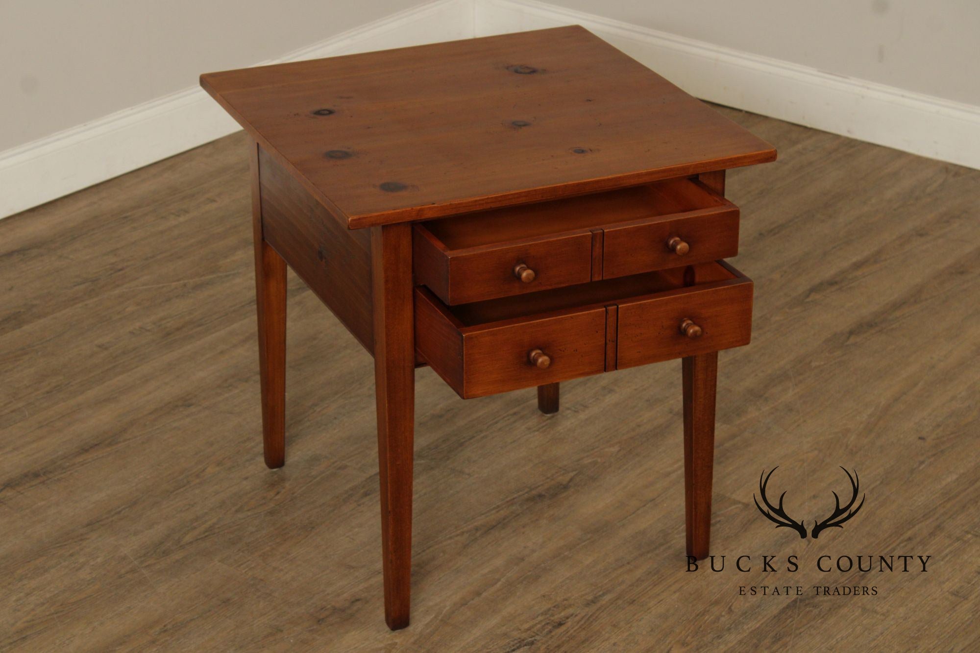 William Draper Custom Pair Of Pine Two Drawer Side Tables
