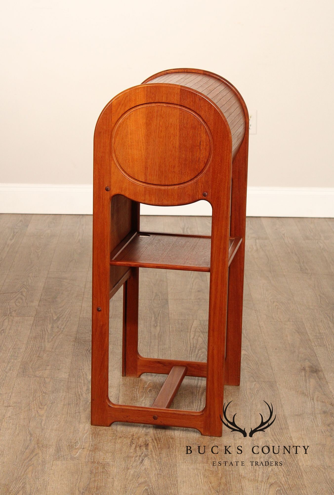 Danish Modern Teak Roll Top Telephone Stand