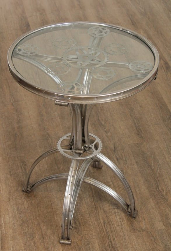 Vintage Assemblage Rim And Sprocket Side Table