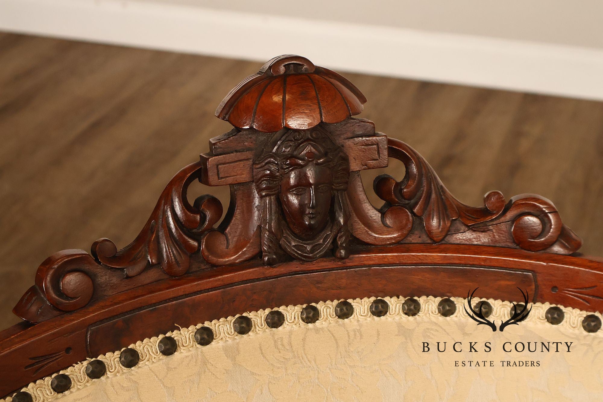 Antique Victorian Carved Walnut Parlor Armchair