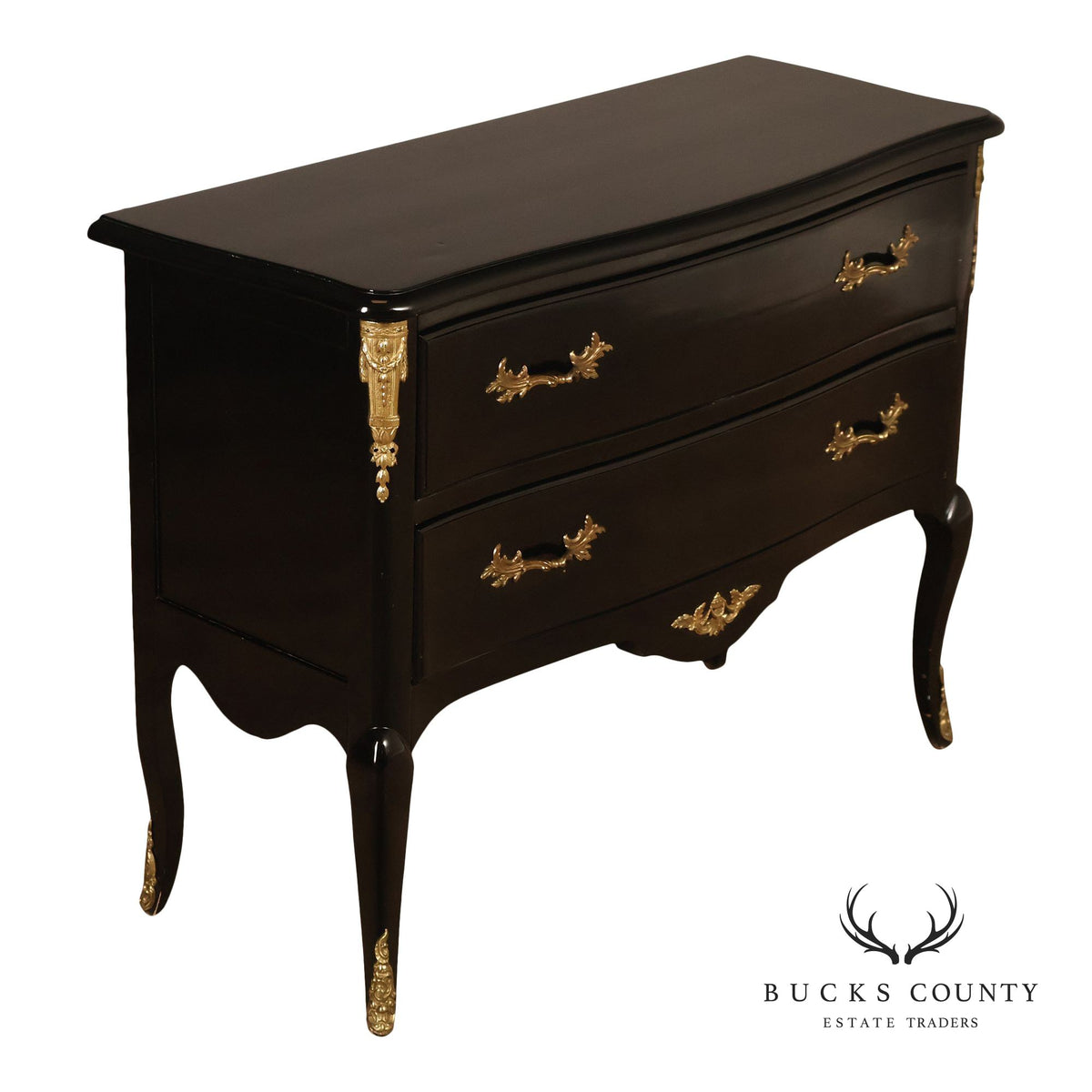 French Louis XV Style Black Lacquer Commode