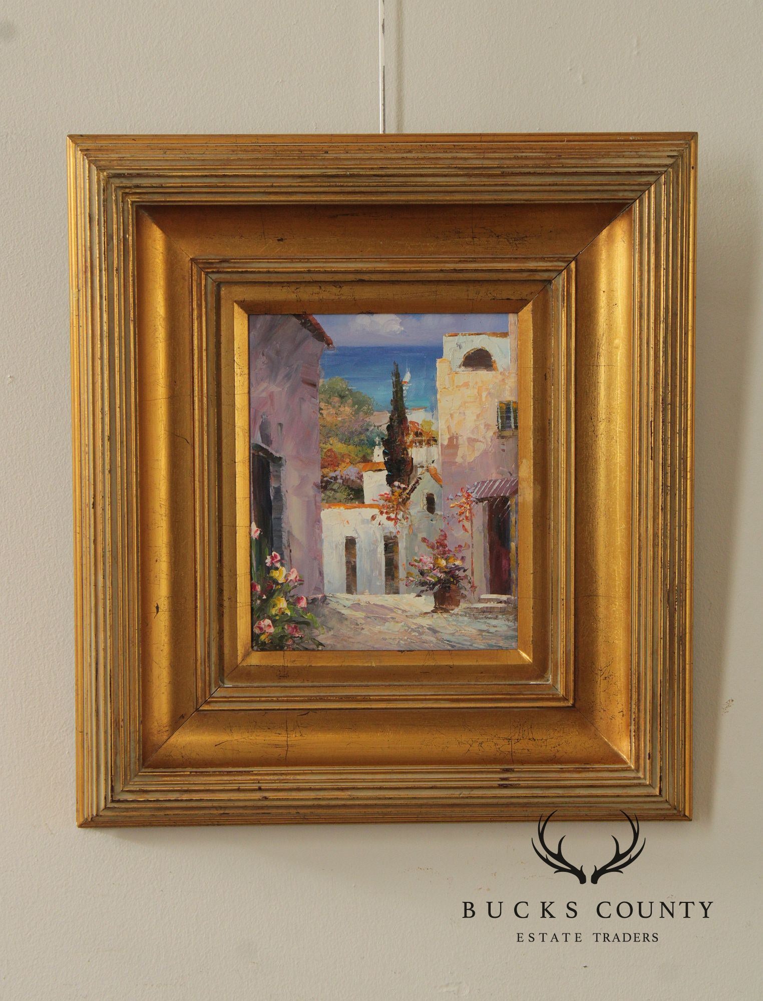 Impressionist Style Oil Painting, Italian Villagescape