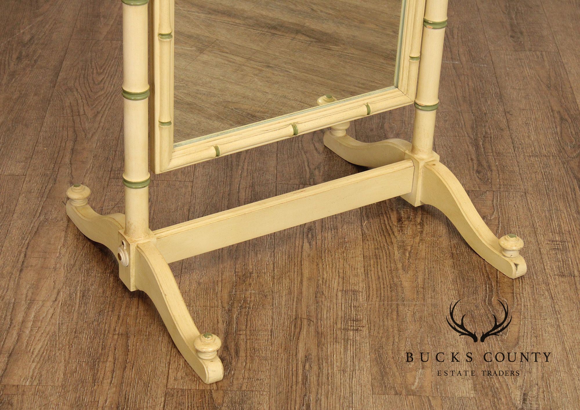 Thomasville Vintage Faux Bamboo Painted Cheval Mirror