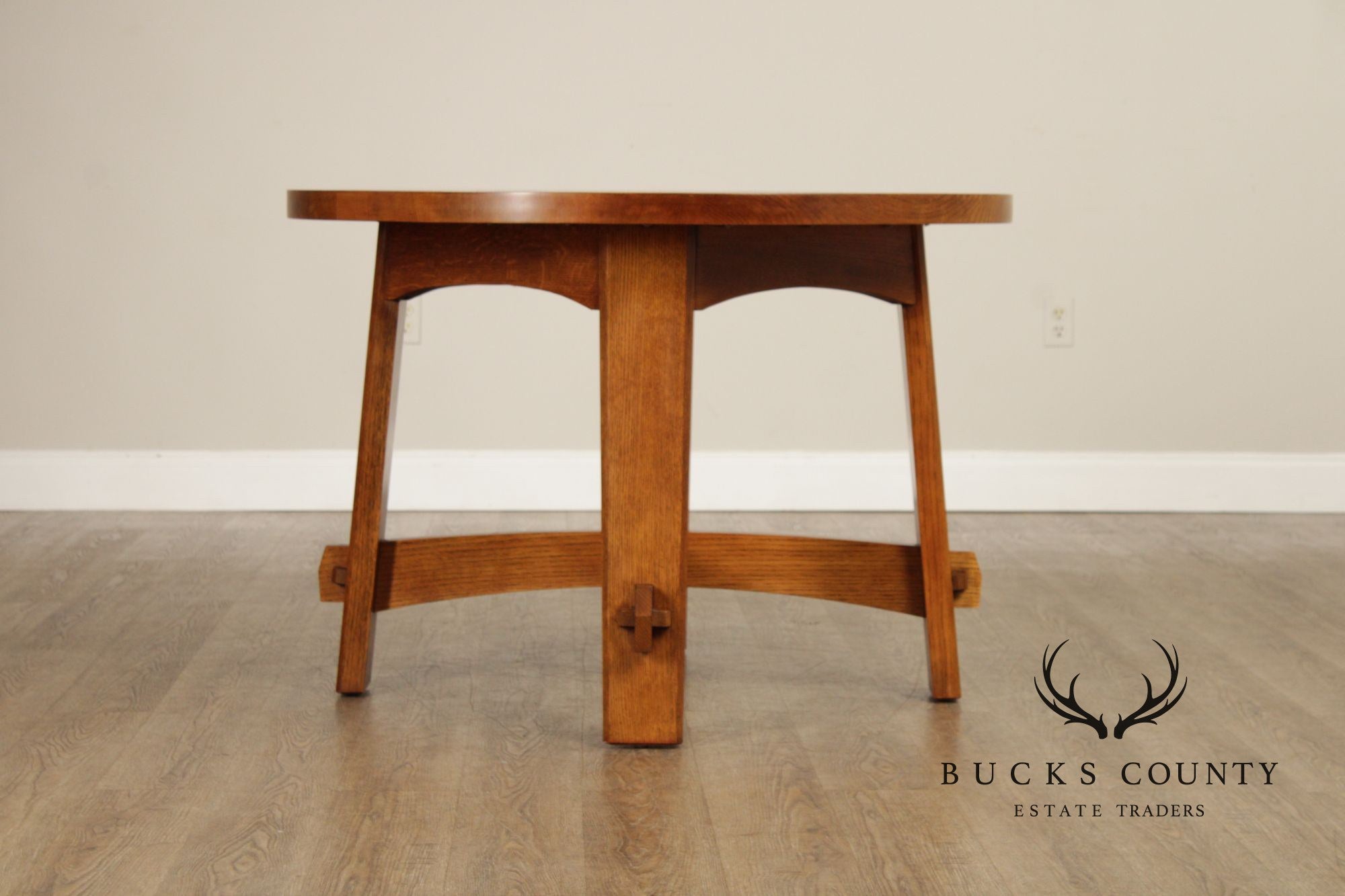 Stickley Mission Collection Round Oak Commemorative Library Table