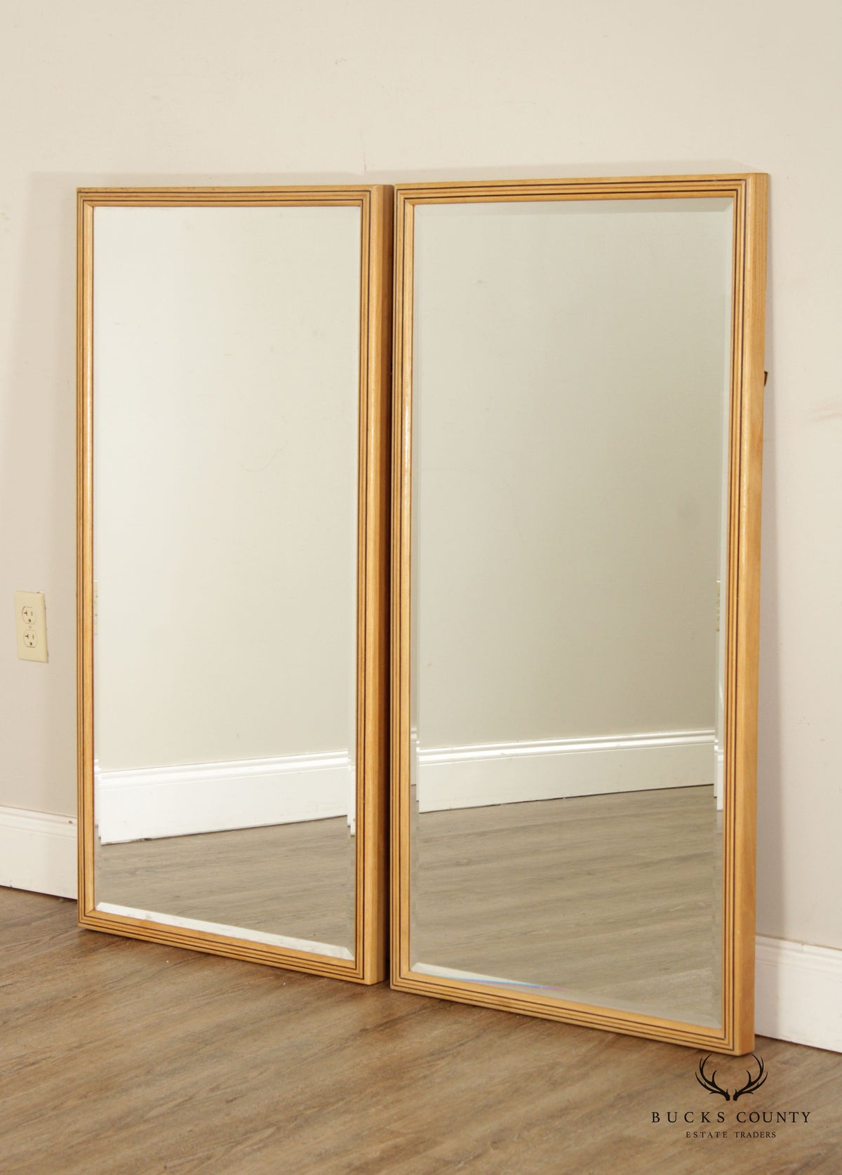 Henredon Scene Two Pair Inlaid Beveled Wall Mirrors
