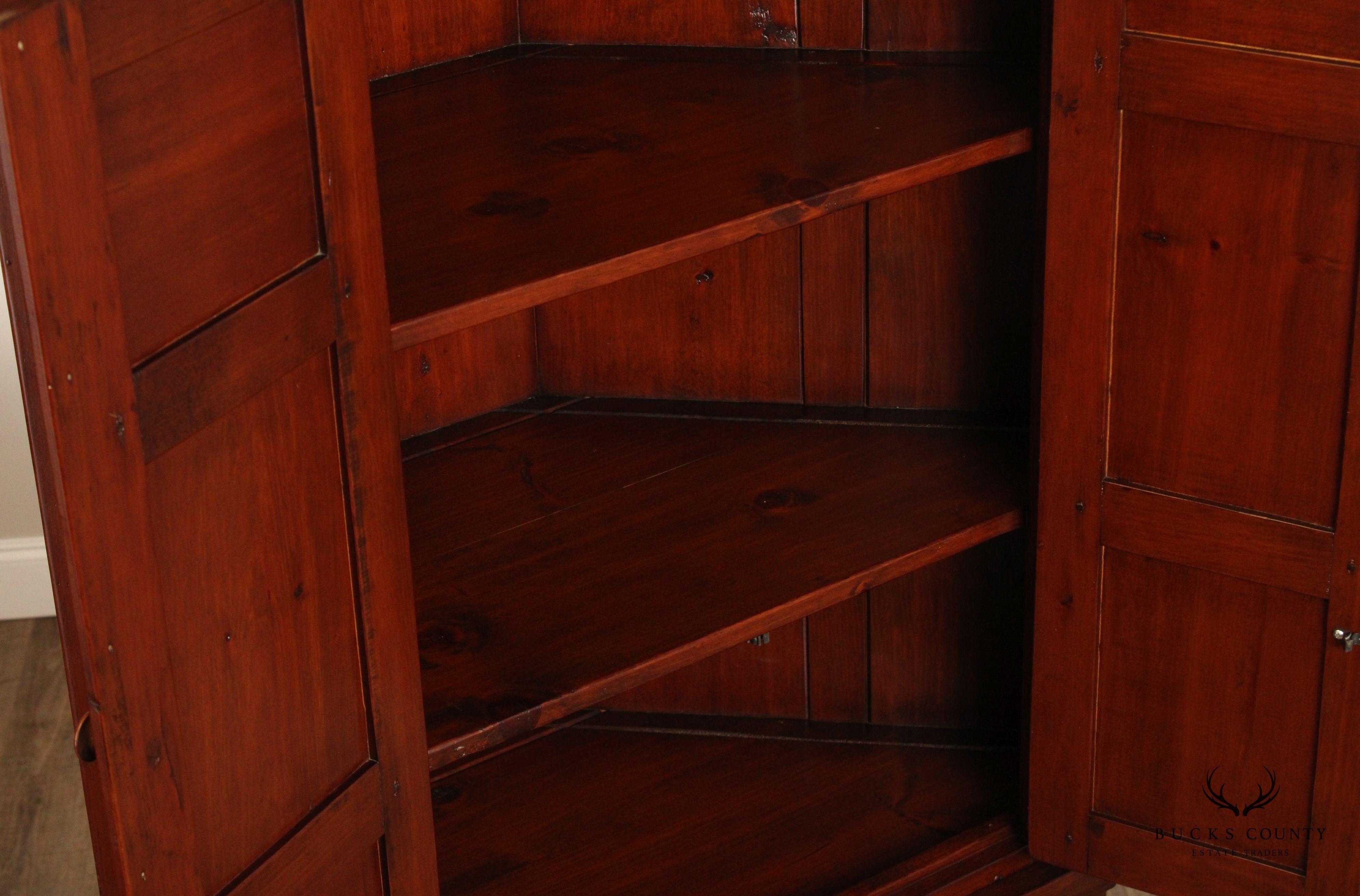 Custom Quality Early American Style Pine Corner Cabinet