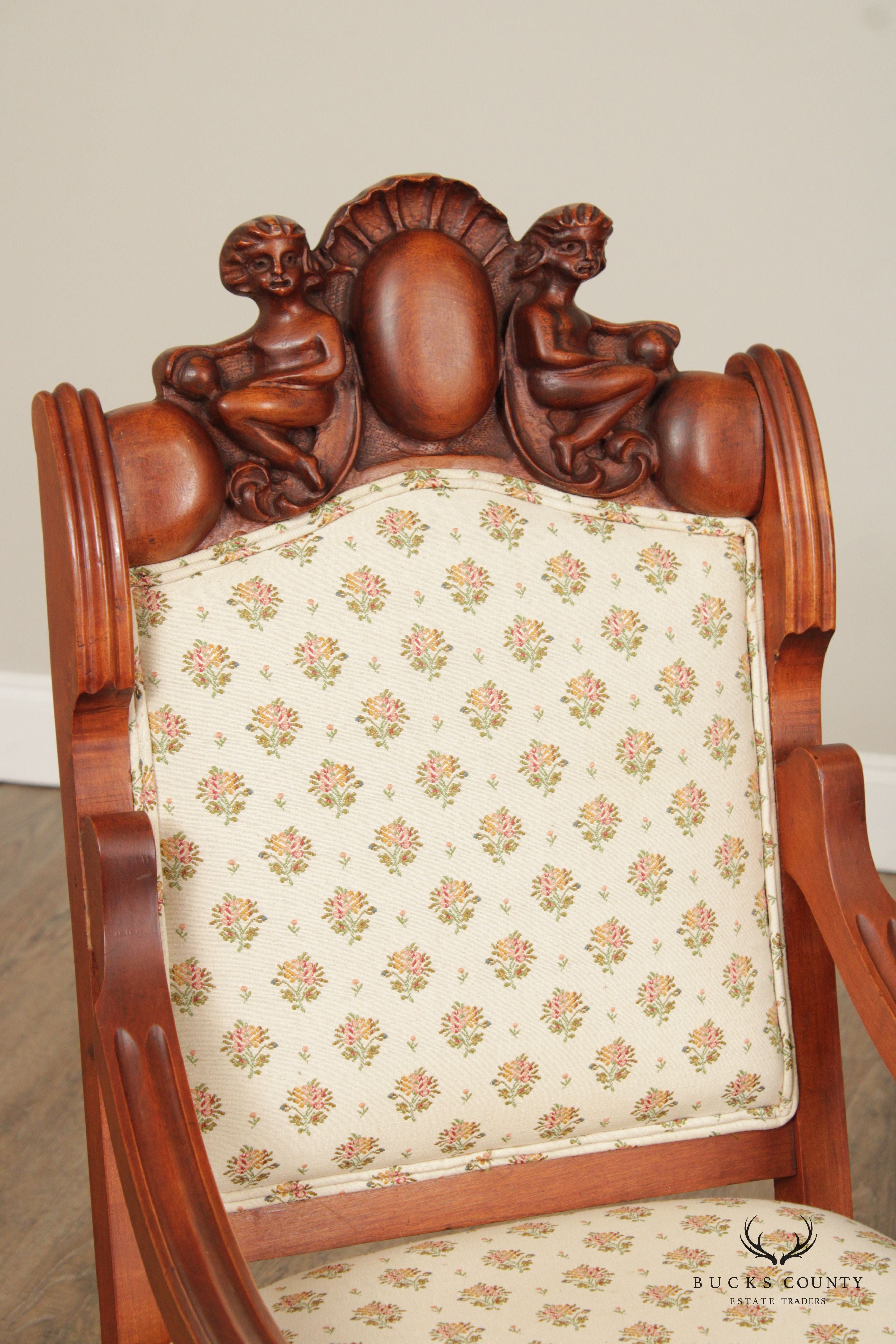Antique Victorian Figural Carved Armchair