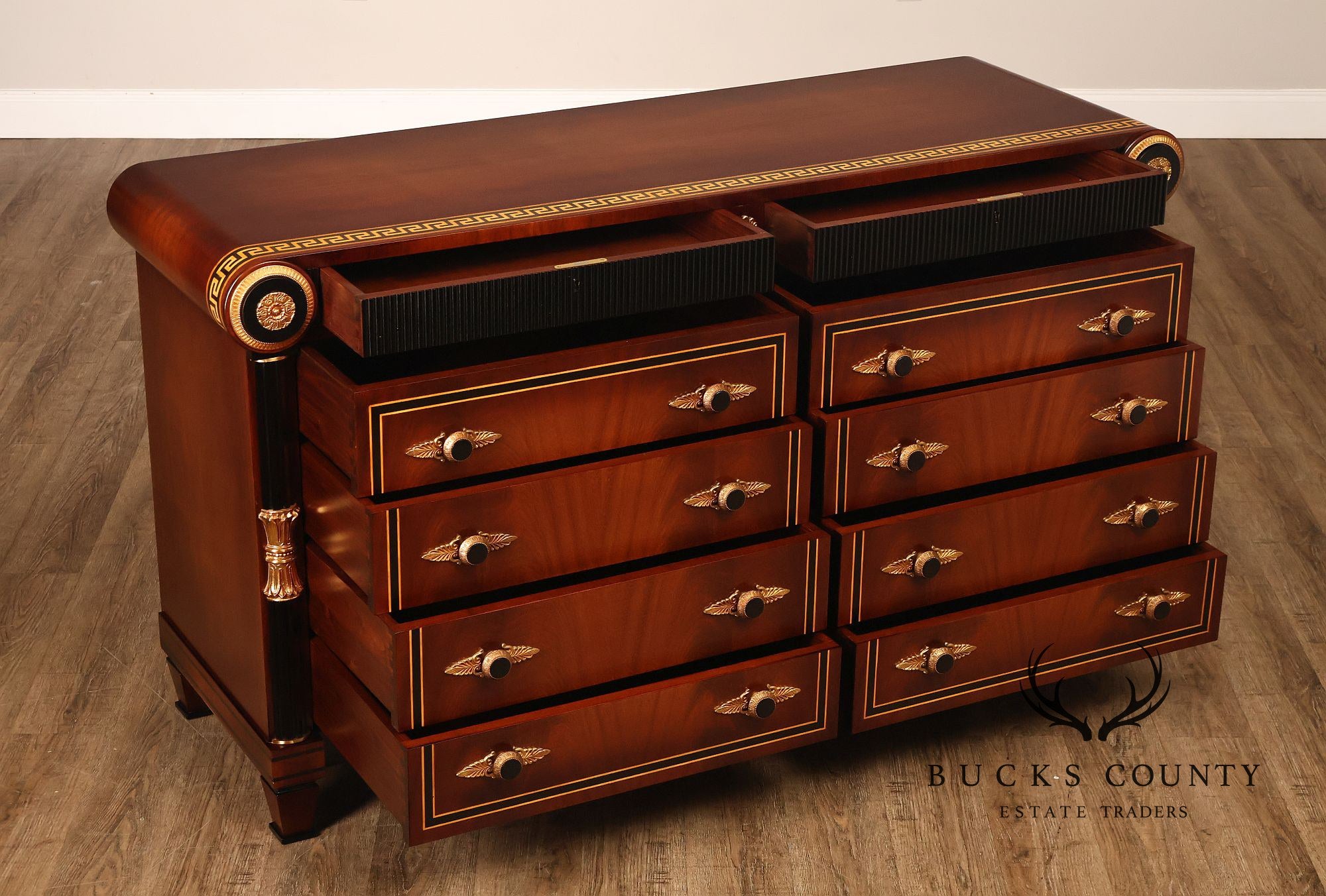 Mariner Neoclassical Empire Style Mahogany Ten Drawer Dresser