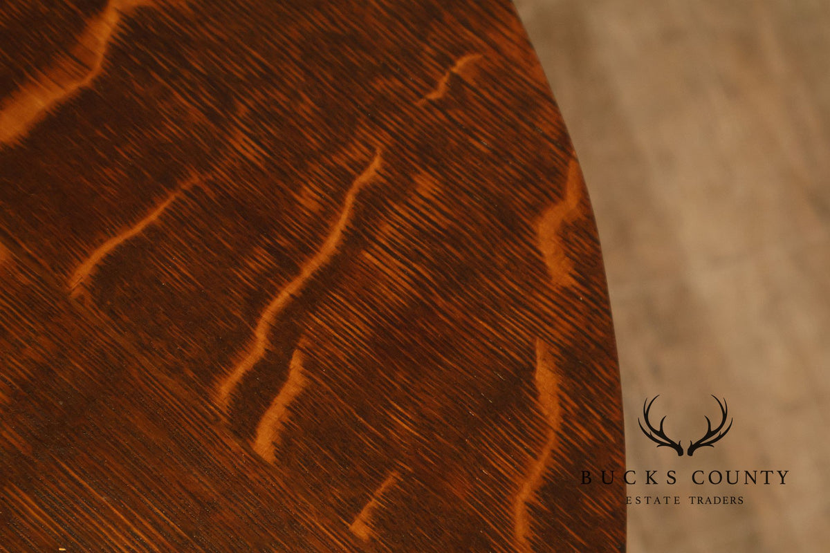 Antique Arts And Crafts Mission Quarter-Sawn Oak Round Table