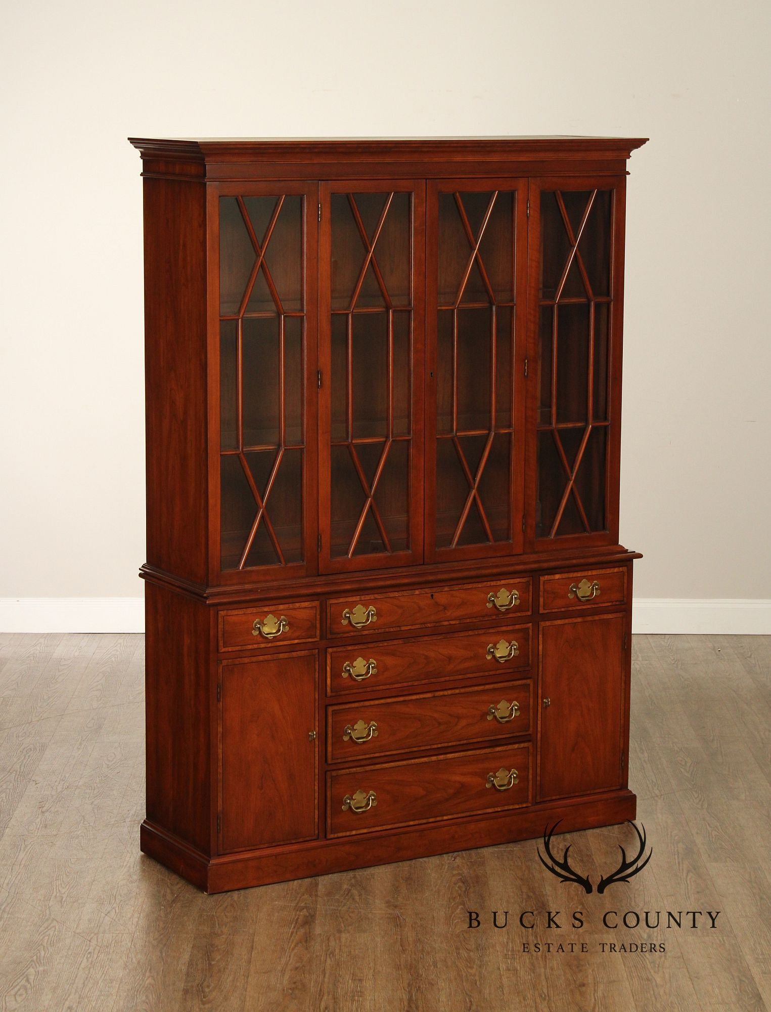 Henkel Harris Cherry Breakfront China Cabinet