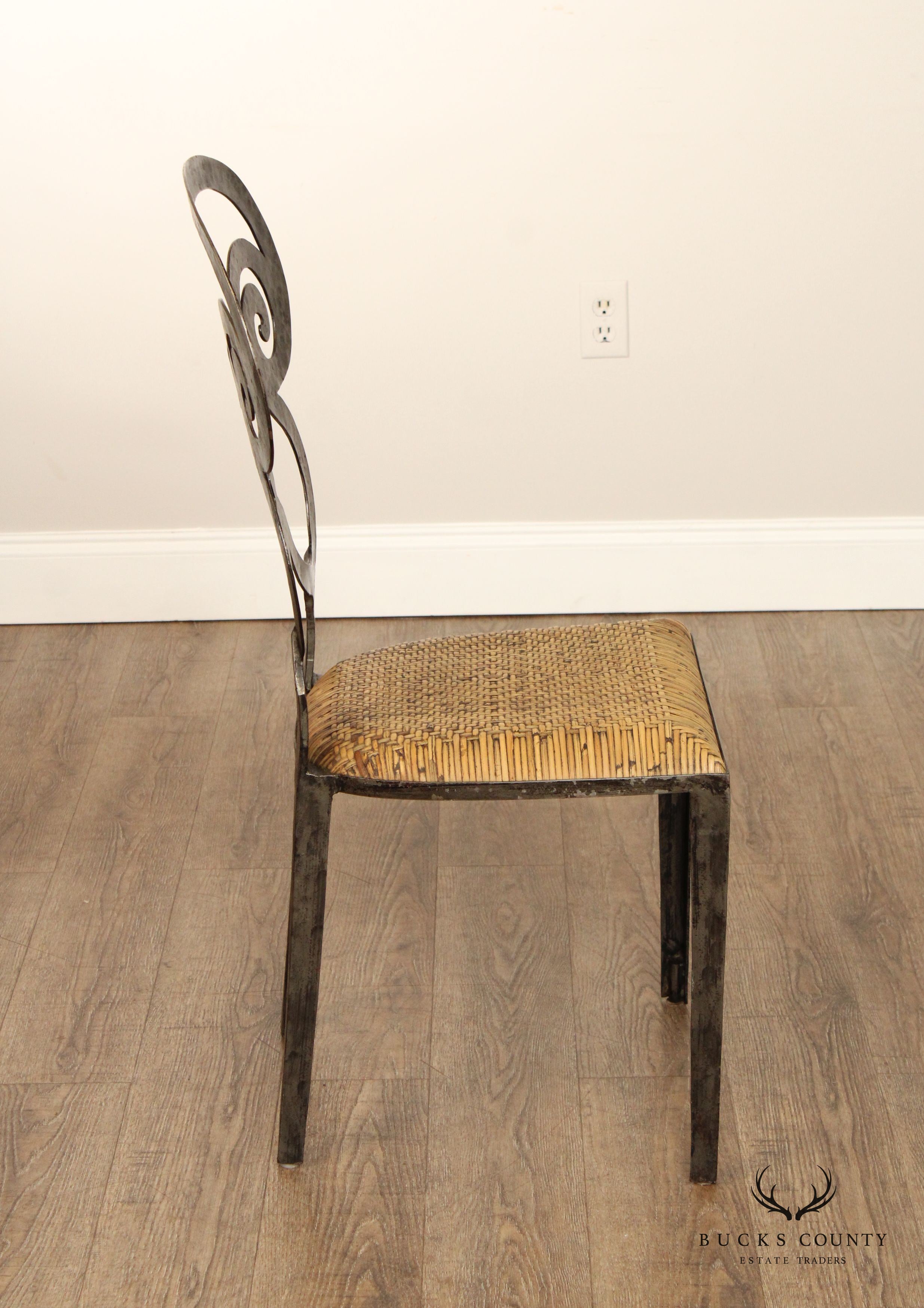 Biedermeir Style Pair Of Forged Iron Frame dining Chairs (originally set of 4)