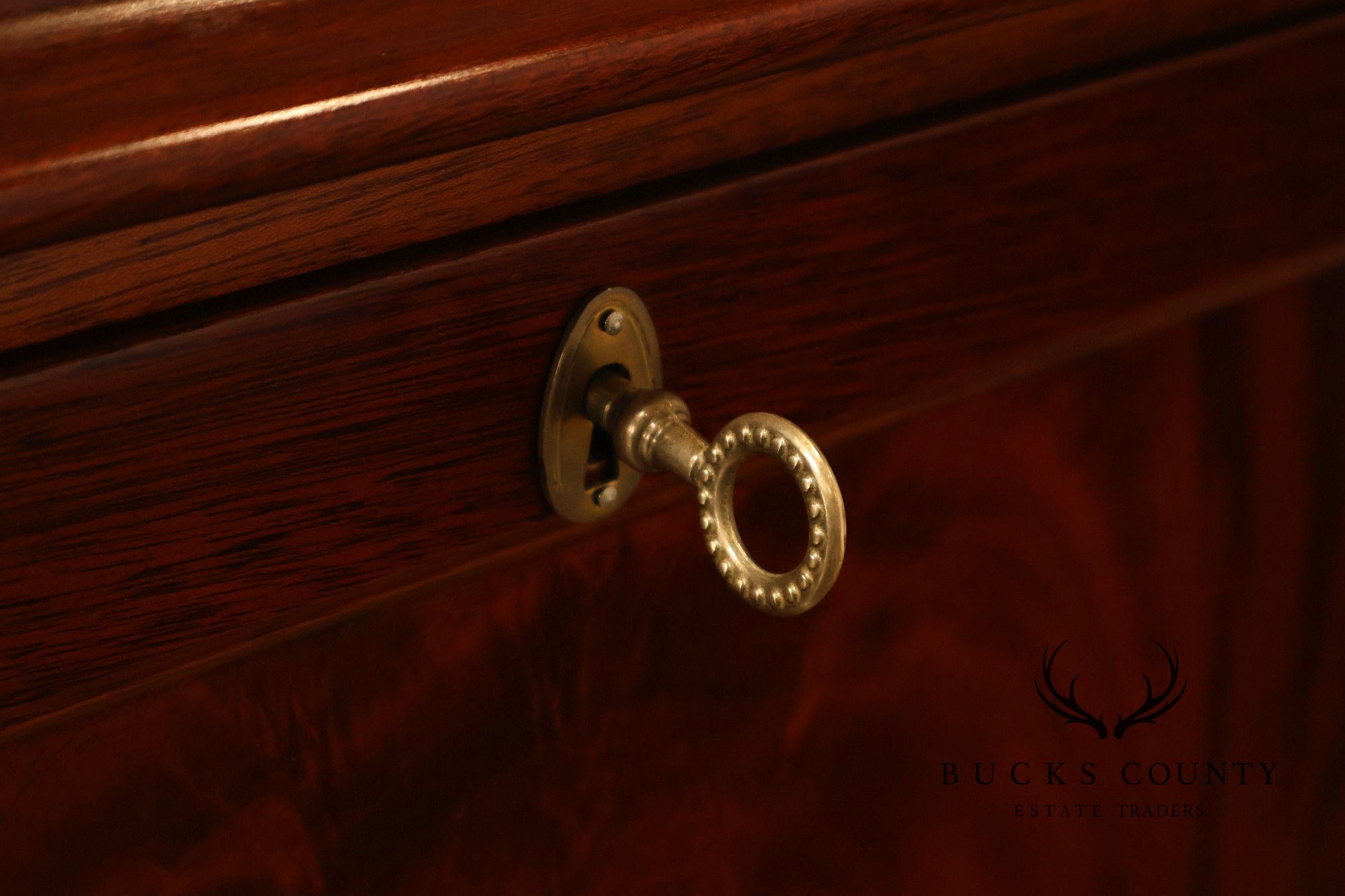 Flame Mahogany Breakfront Buffet Sideboard with Drop Front Secretary Desk