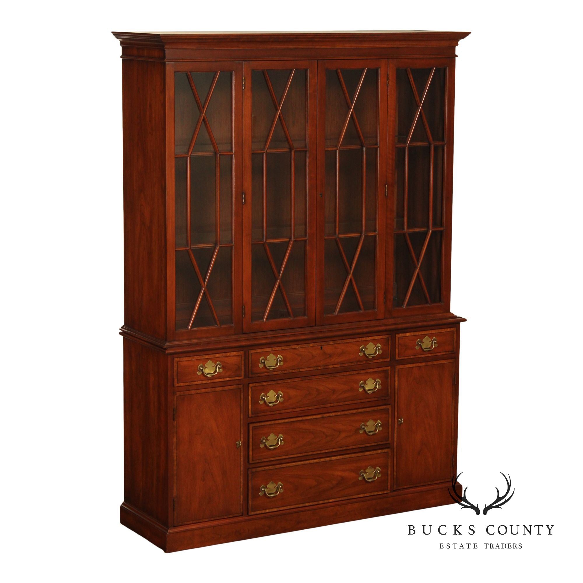 Henkel Harris Cherry Breakfront China Cabinet